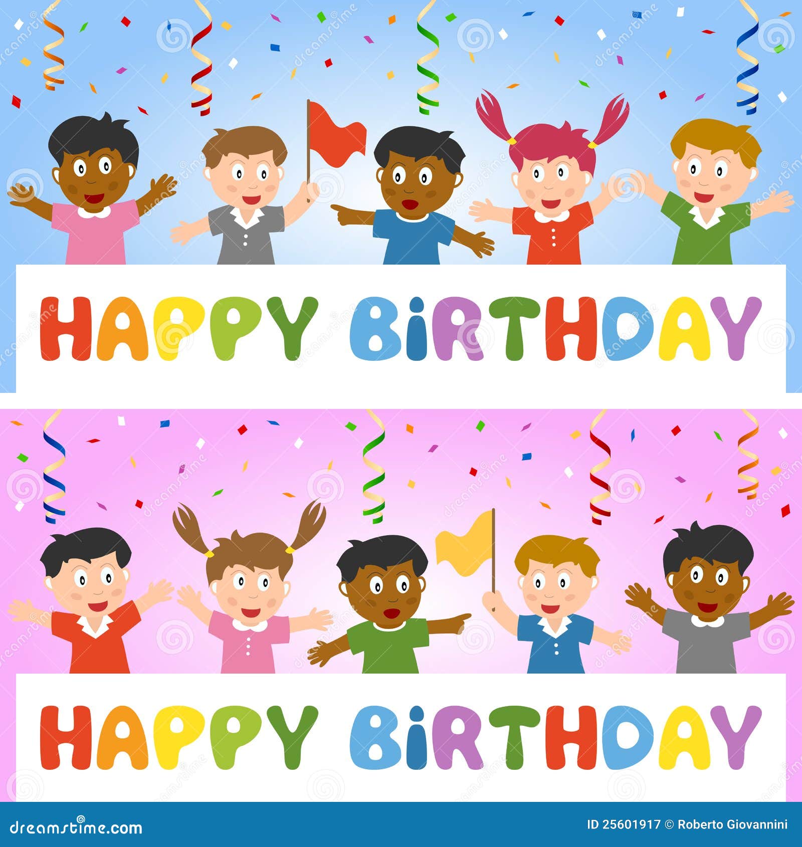 Birthday Banner with Kids stock vector. Illustration of banners ...