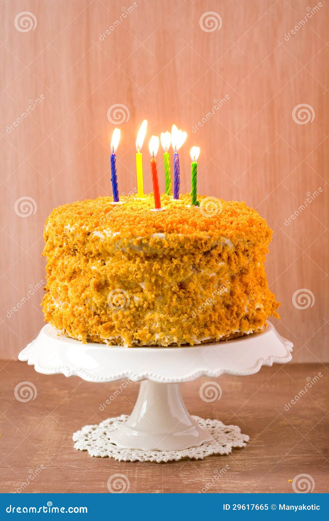 Birthday Cake with 6 Candles Stock Image Image of cream, light 29617665