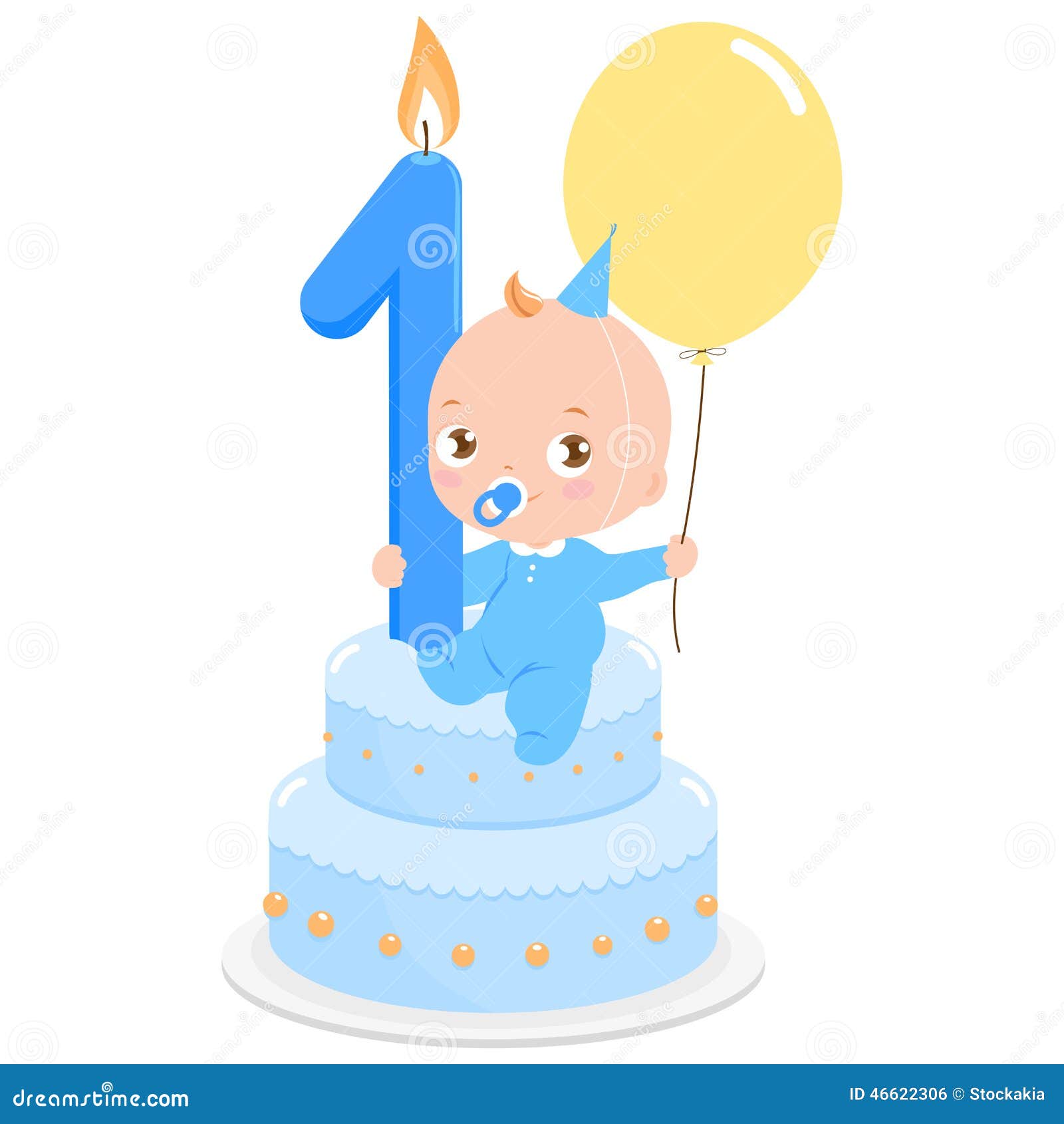 Birthday Cake Baby Boy Stock Vector Illustration Of Happy