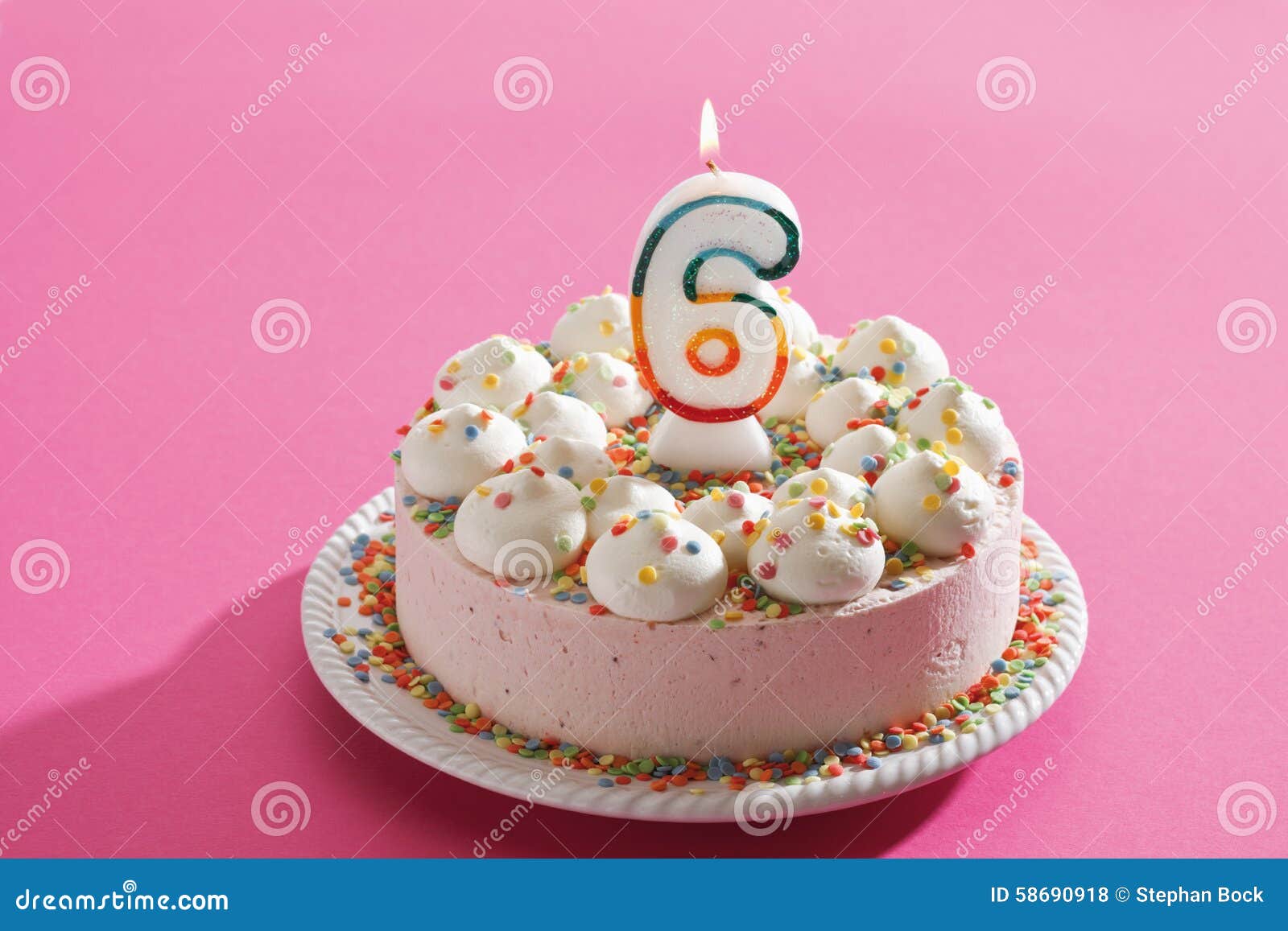 Birthday Cake With Burning Candle Stock Photo Image of cake, event