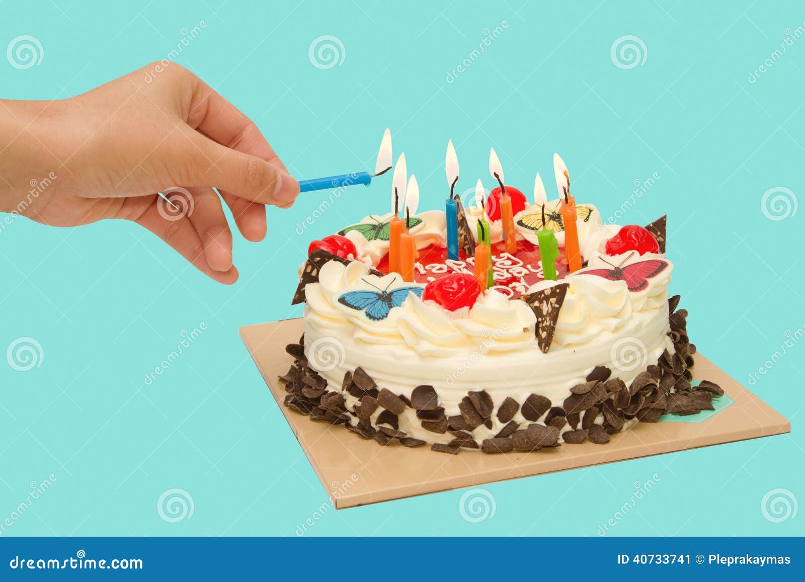 Birthday Cake with Burning Candles Stock Image Image of sprinkles