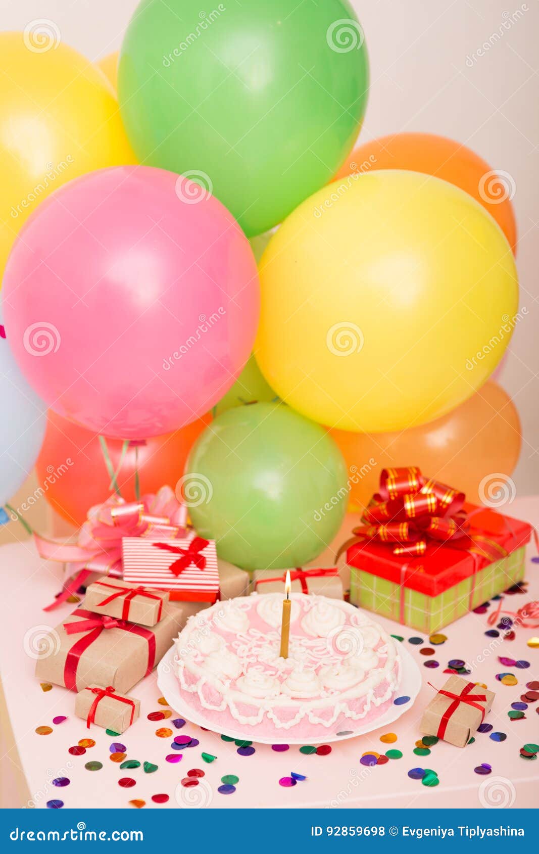 Birthday cake with candle stock photo. Image of home 92859698