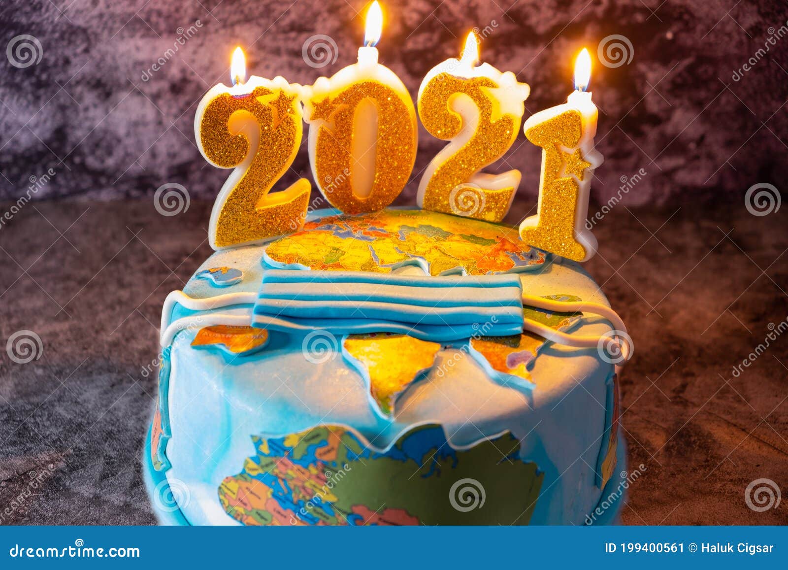 New Years Cake with Corona Virus Concept Stock Image - Image of ...