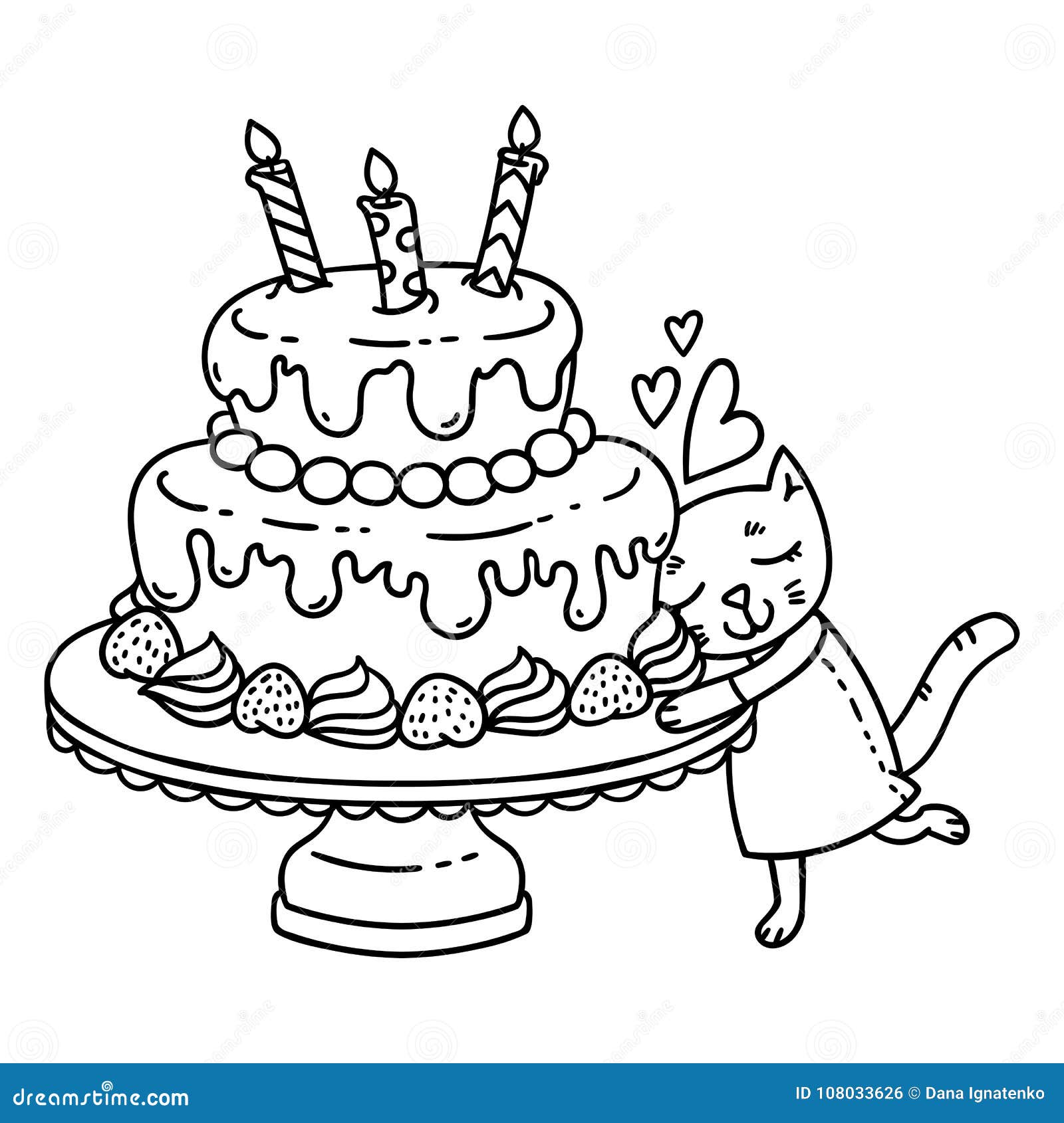 Birthday Cat Pages Coloring Pages