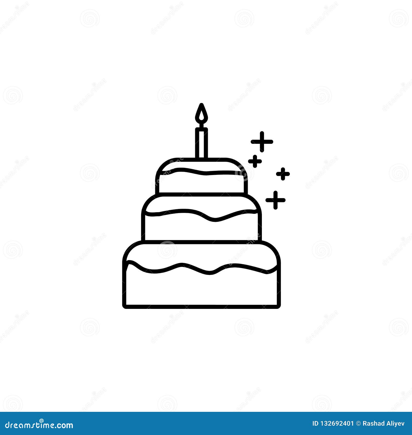 Birthday Cake With A Candle Icon Element Of New Year Oarty Outline Icon Thin Line Icon For Website Design And Development App Stock Illustration Illustration Of Cute Holliday 132692401