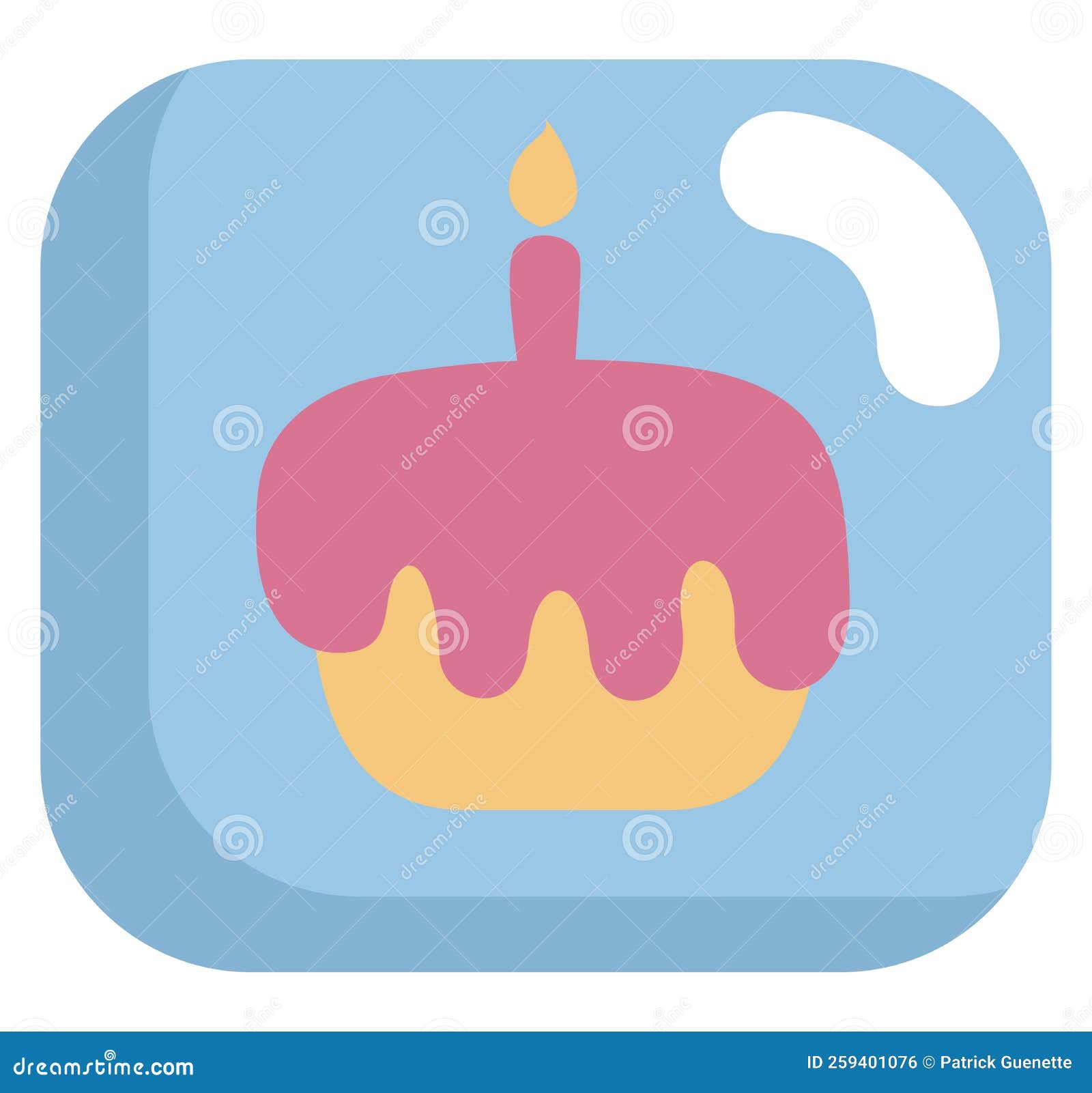 Birthday Cake with Candle, Icon Stock Vector Illustration of symbol
