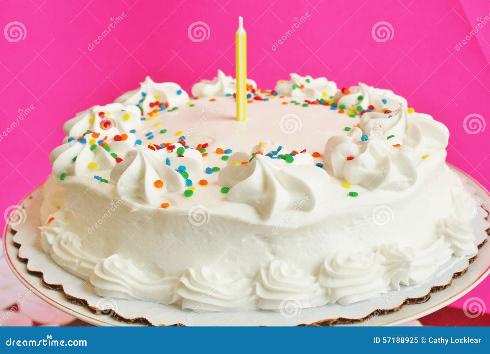 Birthday Cake with 1 Candle Stock Image Image of three, baked 57188925