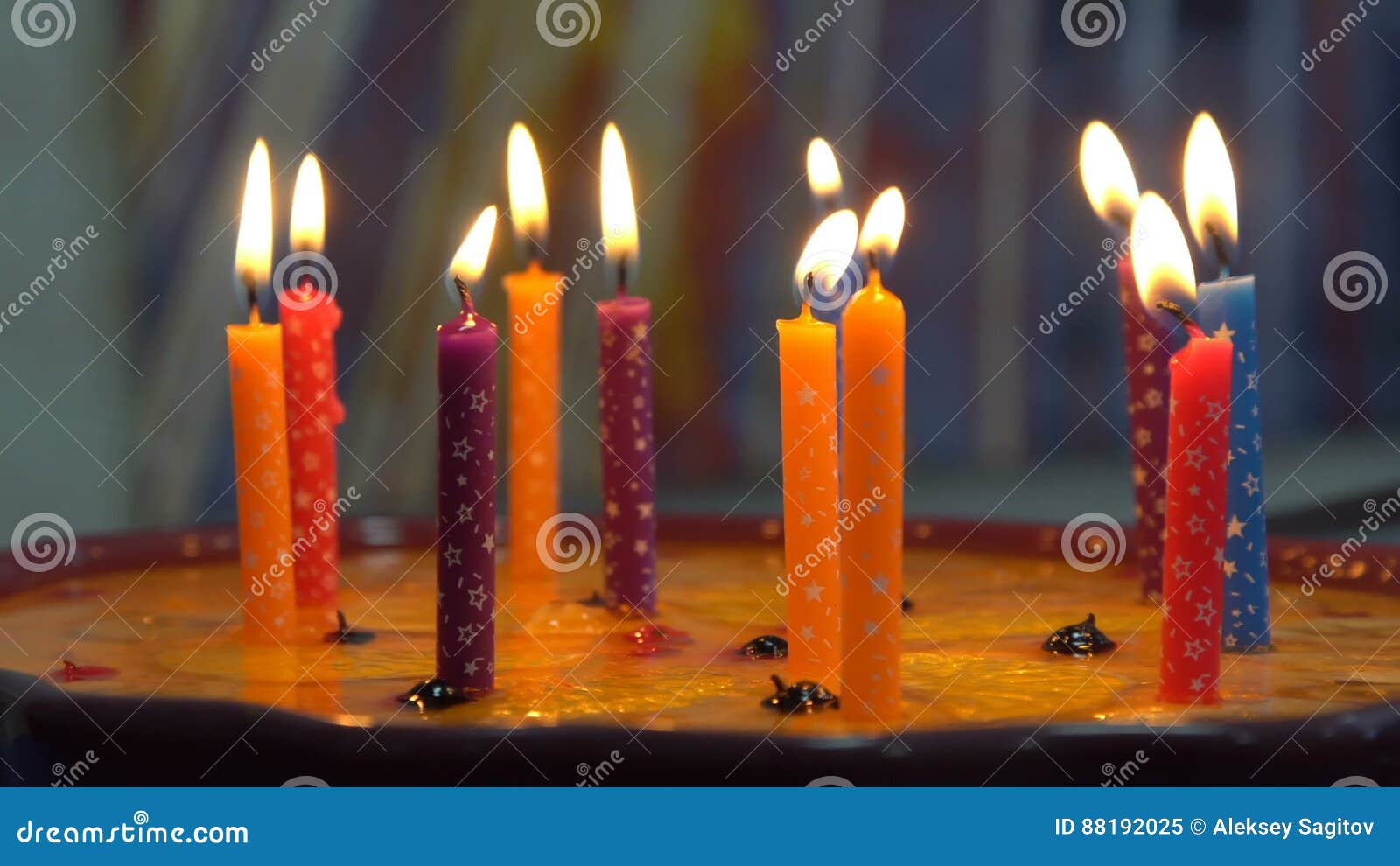 Birthday cake with candles stock video. Video of cake 88192025
