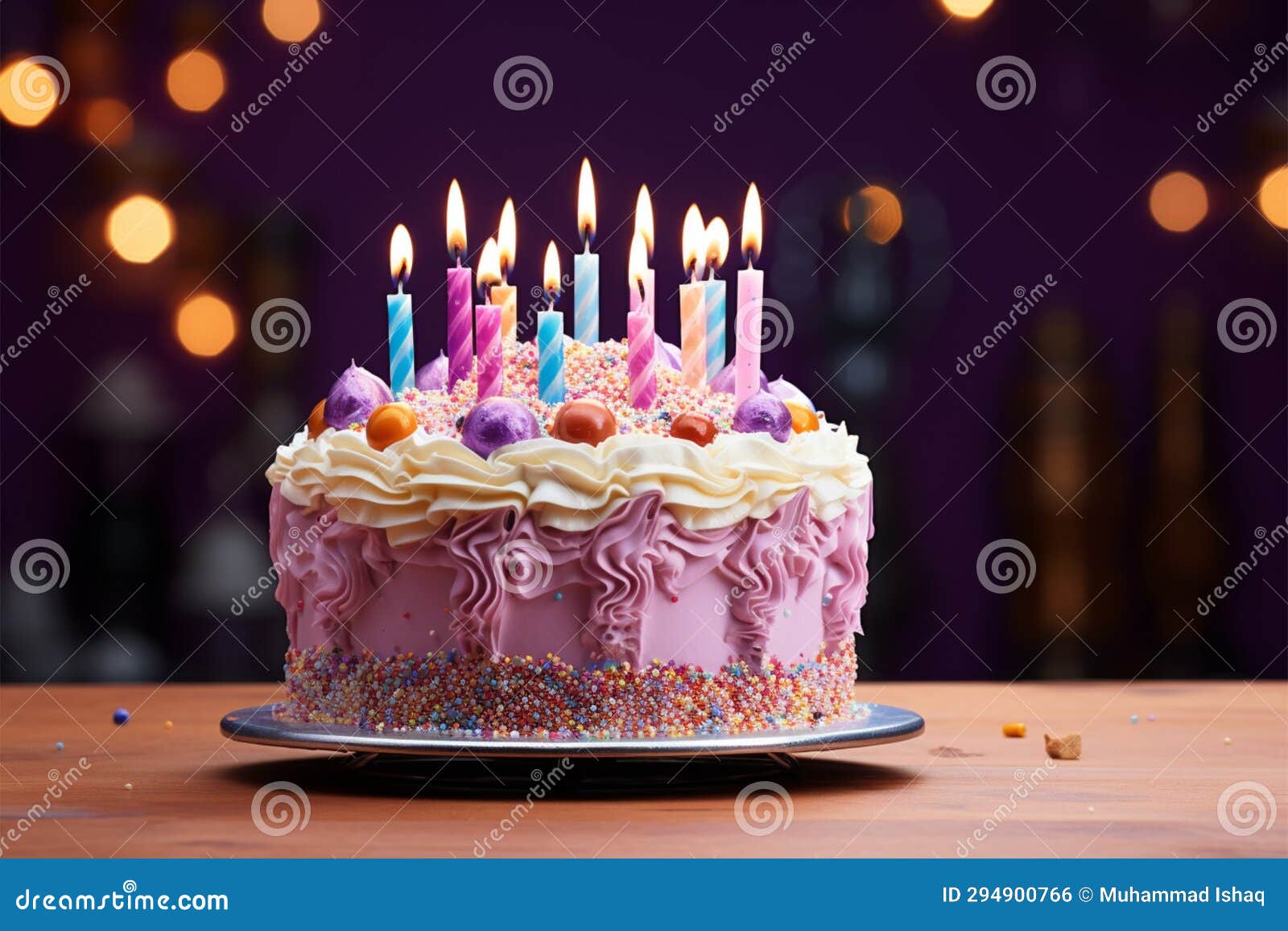 Birthday Cake with Candles Birthday Party Stock Illustration