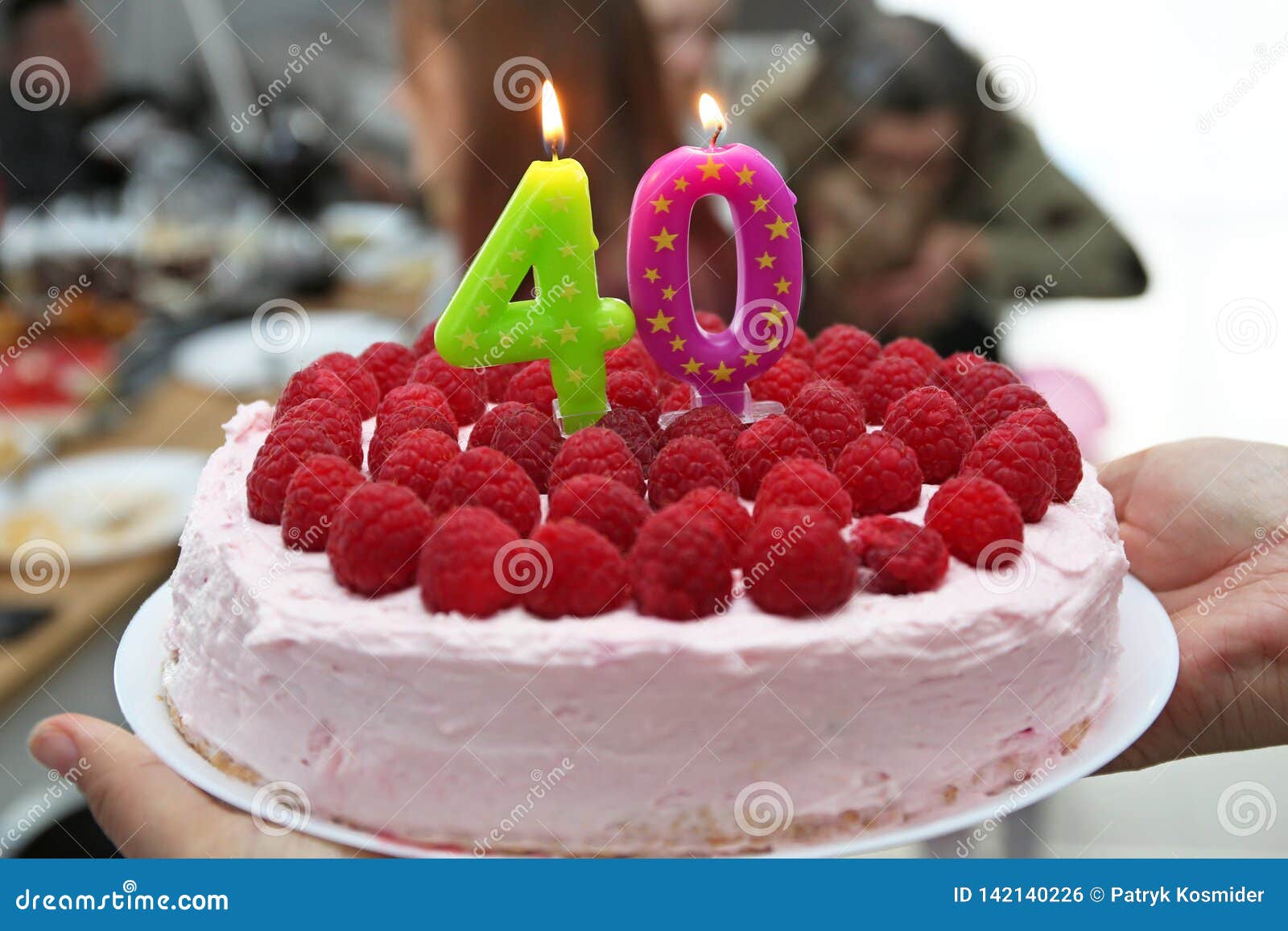 Birthday Cake with Candles for 40th Birthday Stock Photo Image of fruit, party 142140226