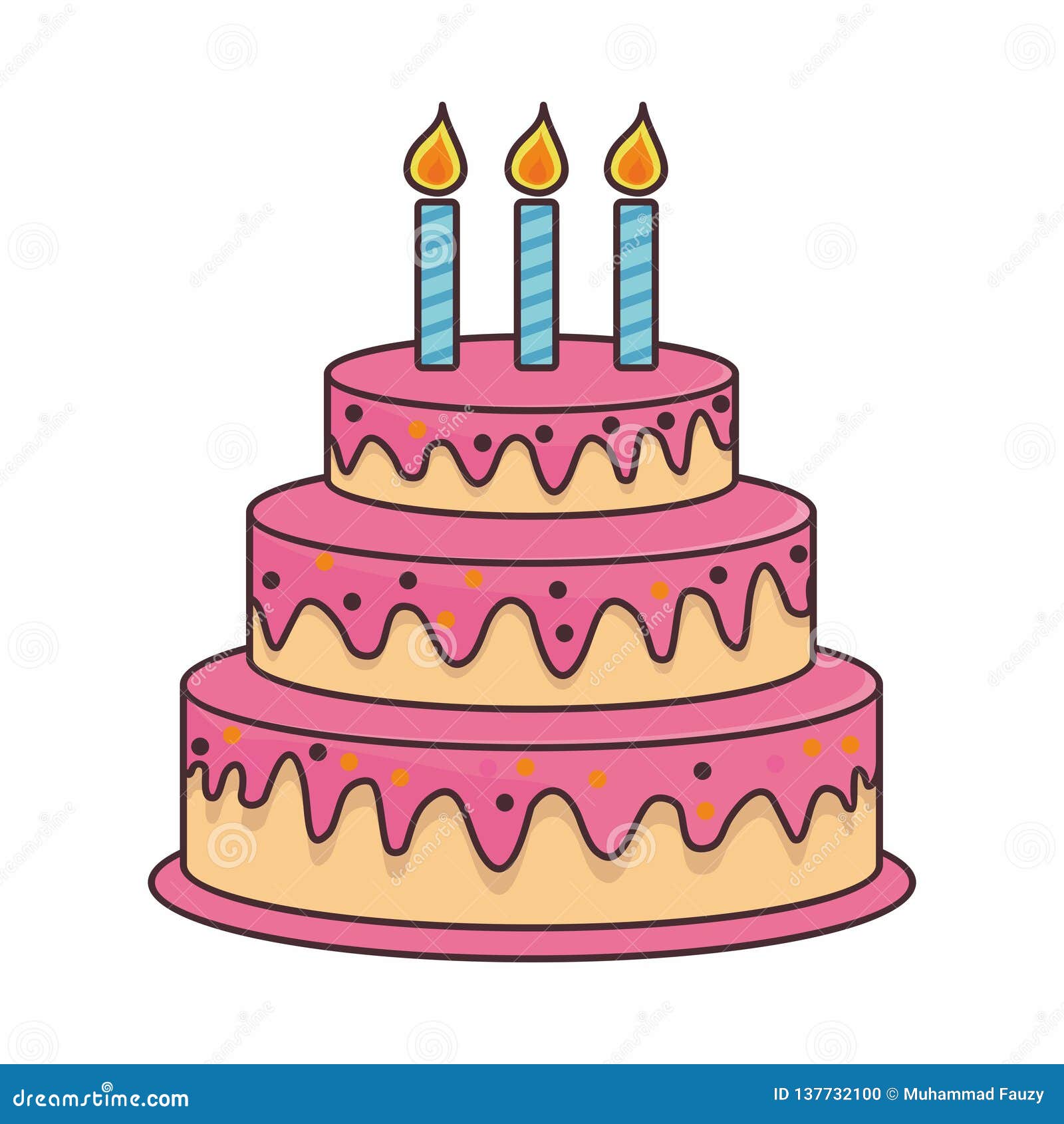 Birthday Cake Cartoon Illustration on Isolated Background Stock Vector -  Illustration of delicious, graphic: 137732100