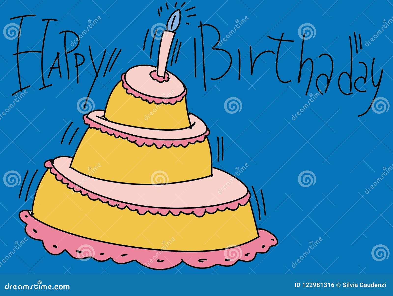 Birthday Cake Colorful Drawings in Pop Art Style Stock Illustration -  Illustration of background, gravity: 122981316