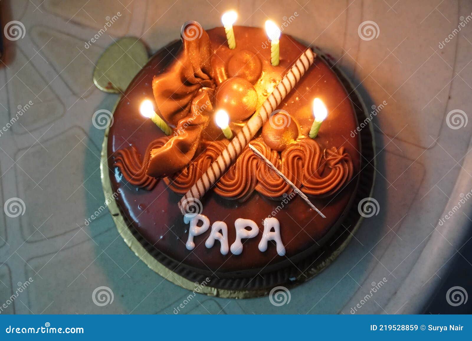Birthday Cake for Dad Written Stock Image - Image of chocolate ...