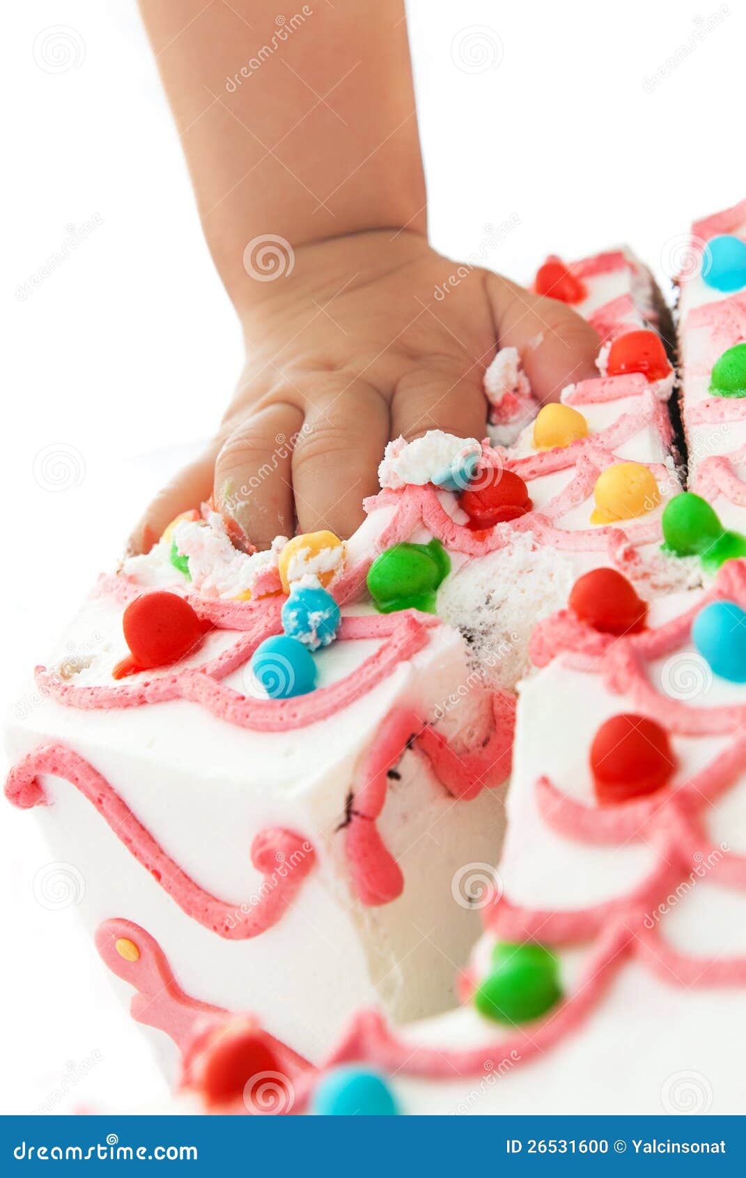 Birthday cake fingers stock photo. Image of messy, party 26531600