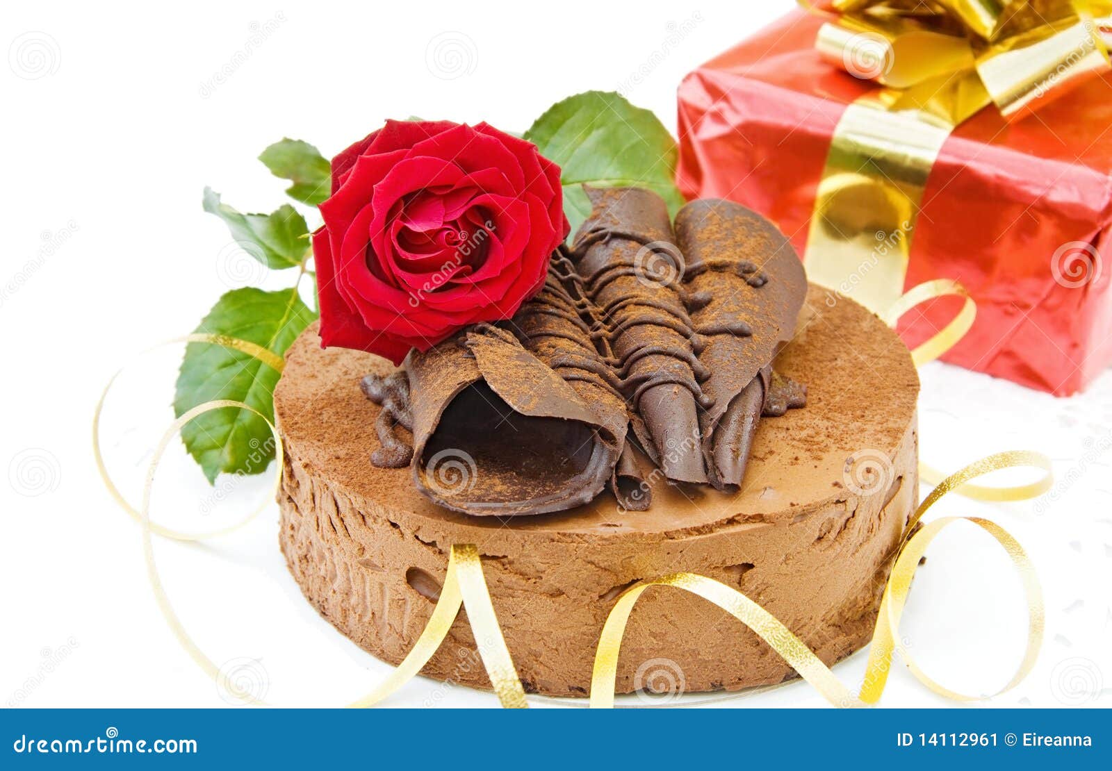 Birthday cake and gift stock image. Image of golden, birthday 14112961