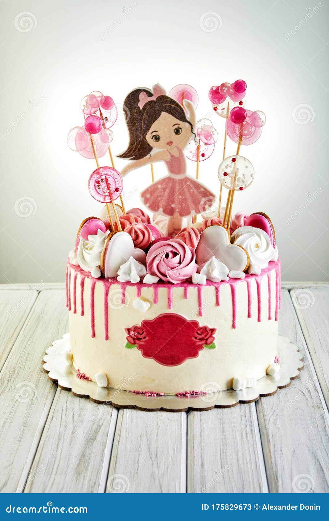 Birthday Cake for a Girl with a Ballerina and Lollipops on High ...