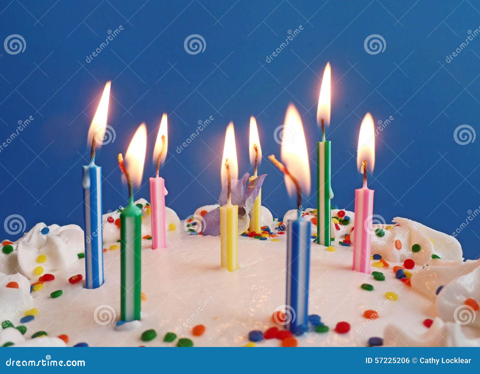 Birthday Cake with Lit Candles Stock Photo Image of three, desert