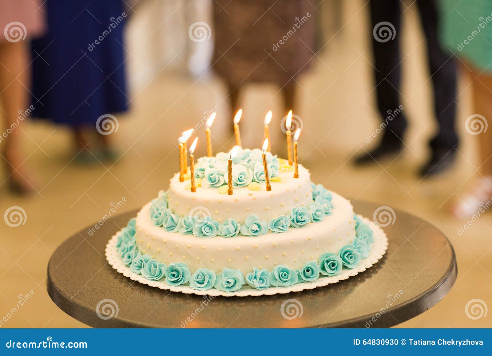 Birthday Cake with the Lot of Burning Candles Stock Photo Image of life, eating 64830930