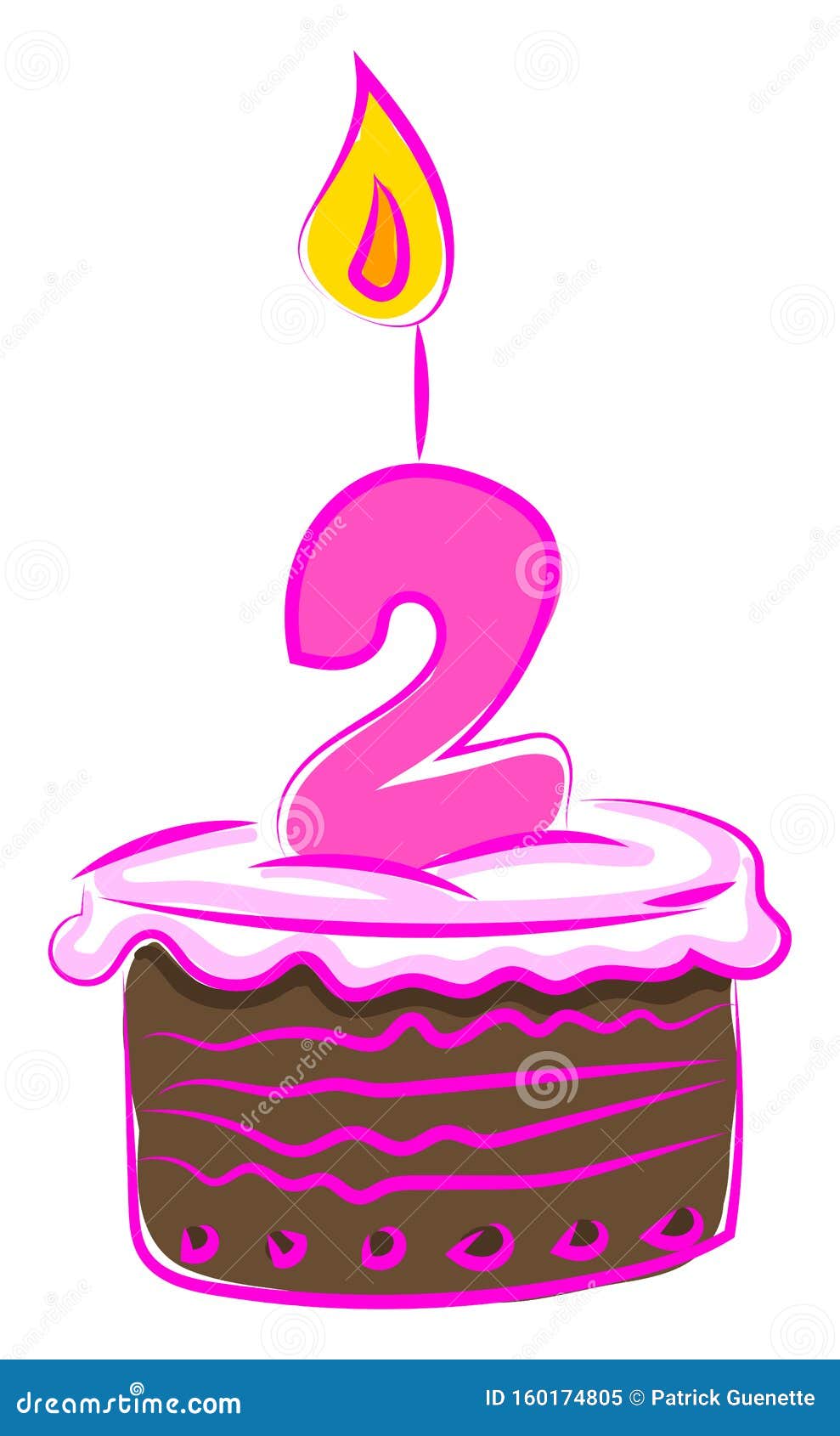 Birthday Cake with Number Two, Illustration, Vector Stock Vector ...