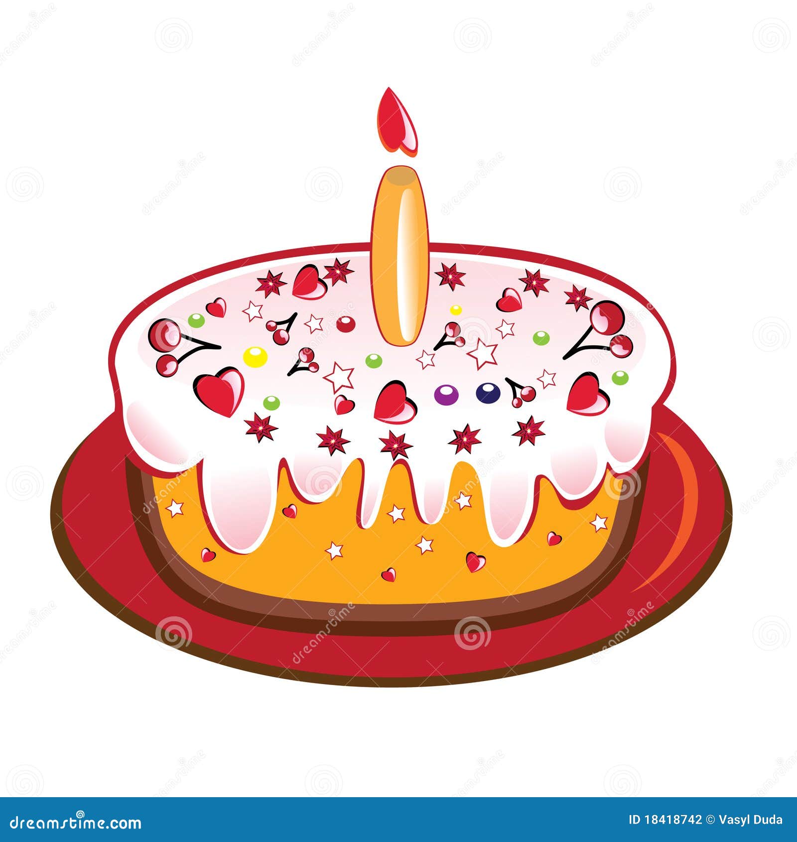 Birthday Cake From One Candle. Stock Vector Image 18418742
