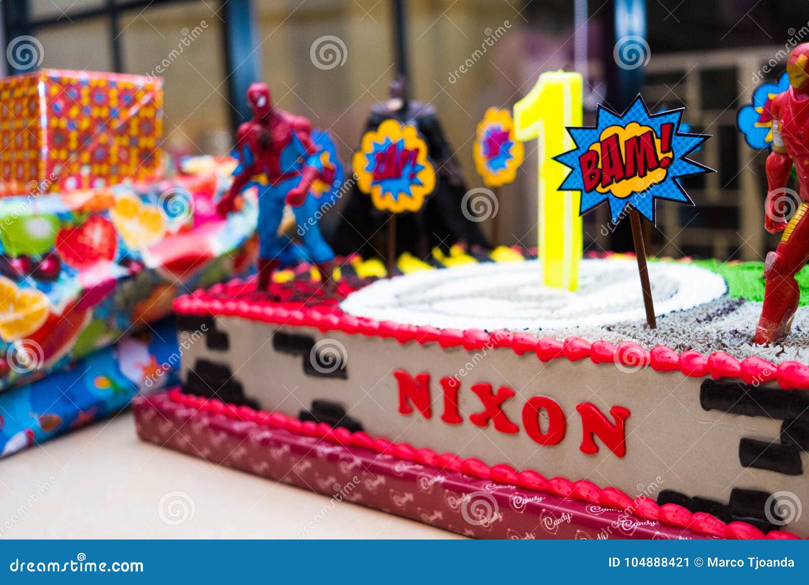 Birthday Cake With Spiderman And No 1 Candle Editorial Photo Image Of Nixon Cream