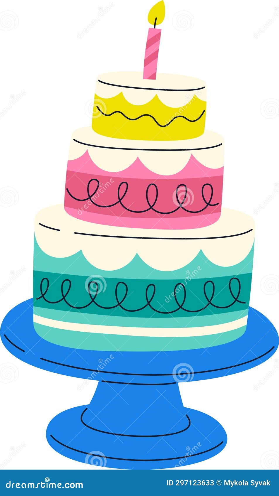 Birthday Cake on Stand stock vector. Illustration of copyspace 297123633