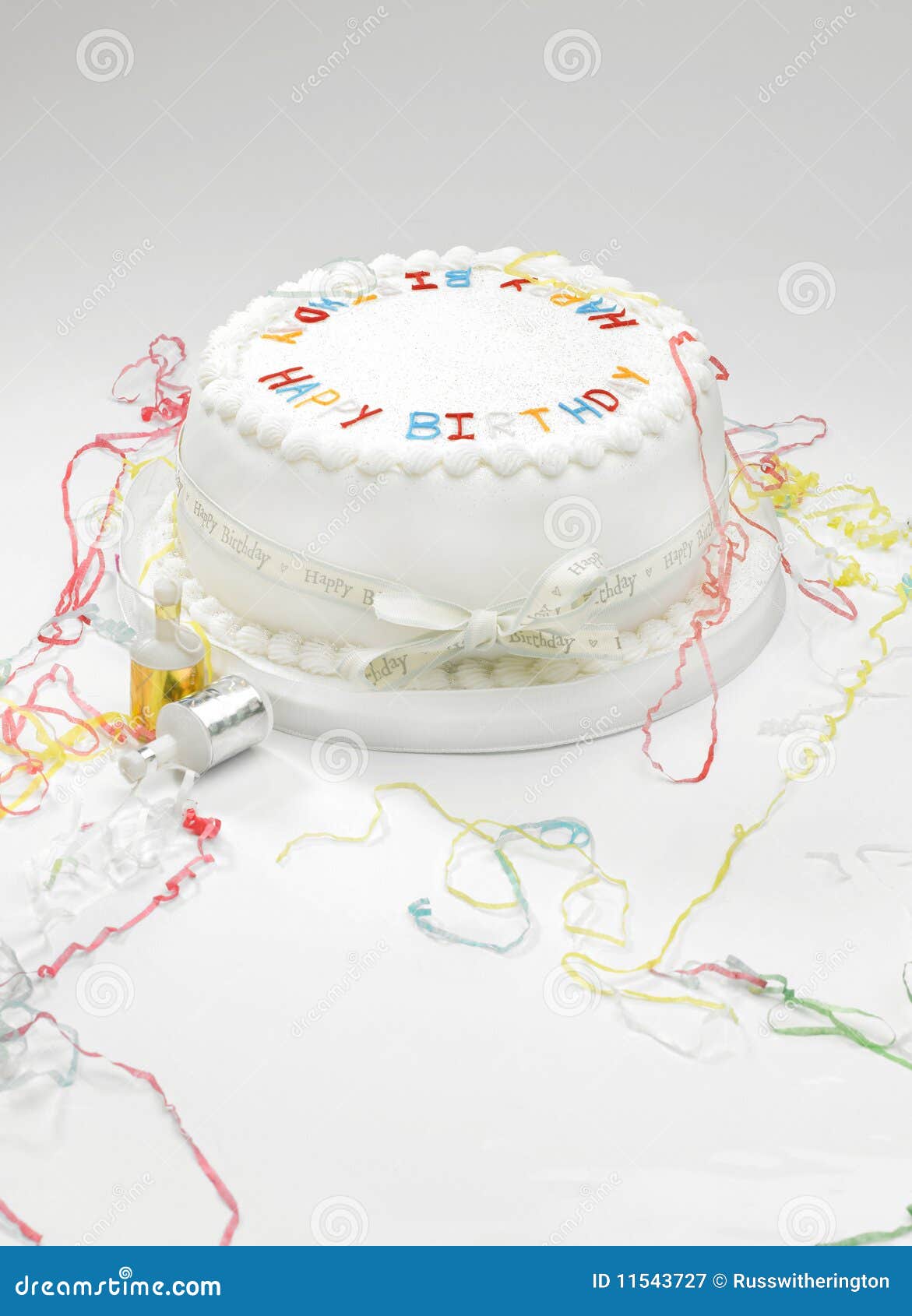 Birthday Cake and Streamers Stock Image Image of food, birthday 11543727