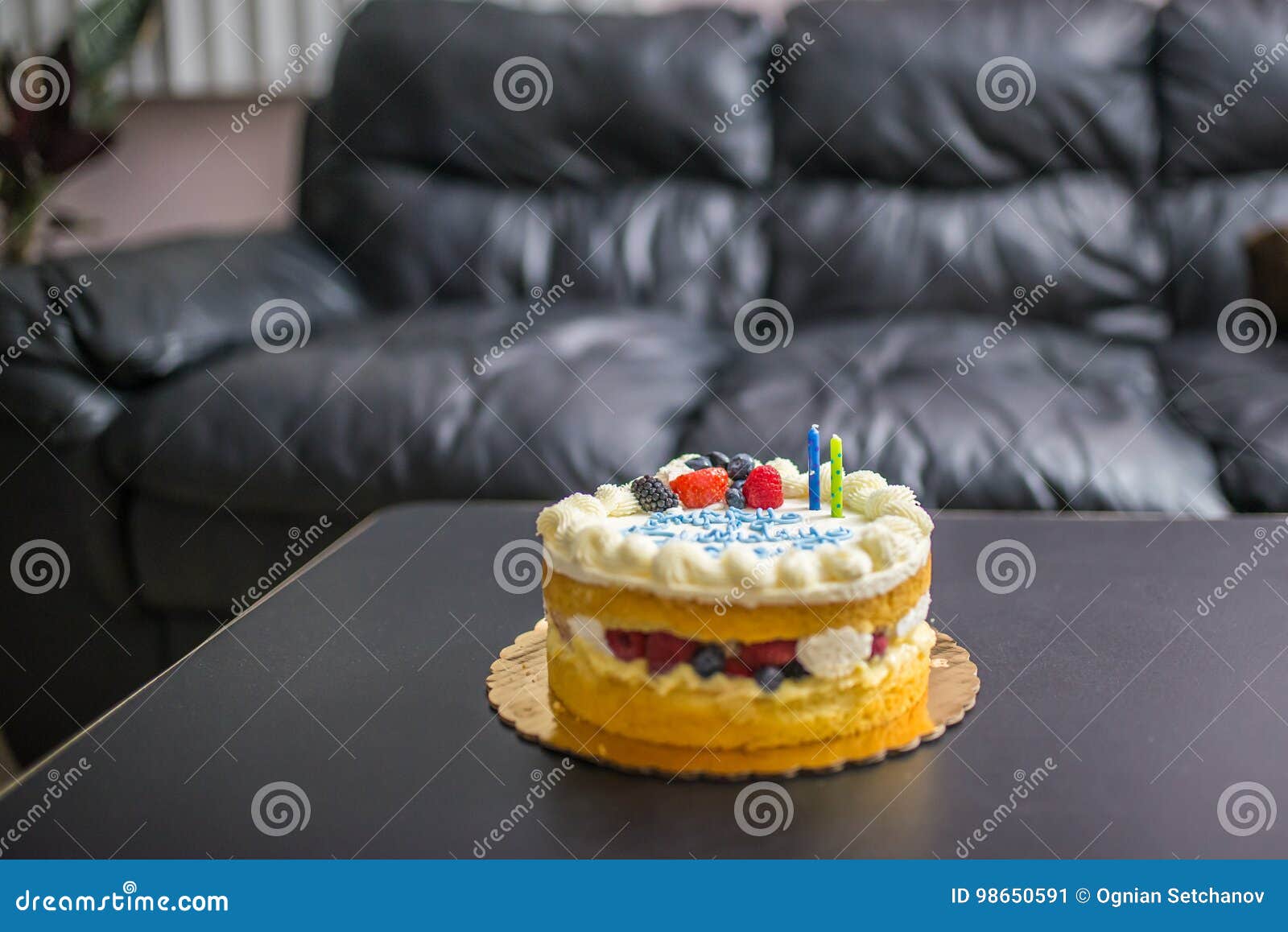 Birthday Cake with Two Candles Stock Image Image of candle