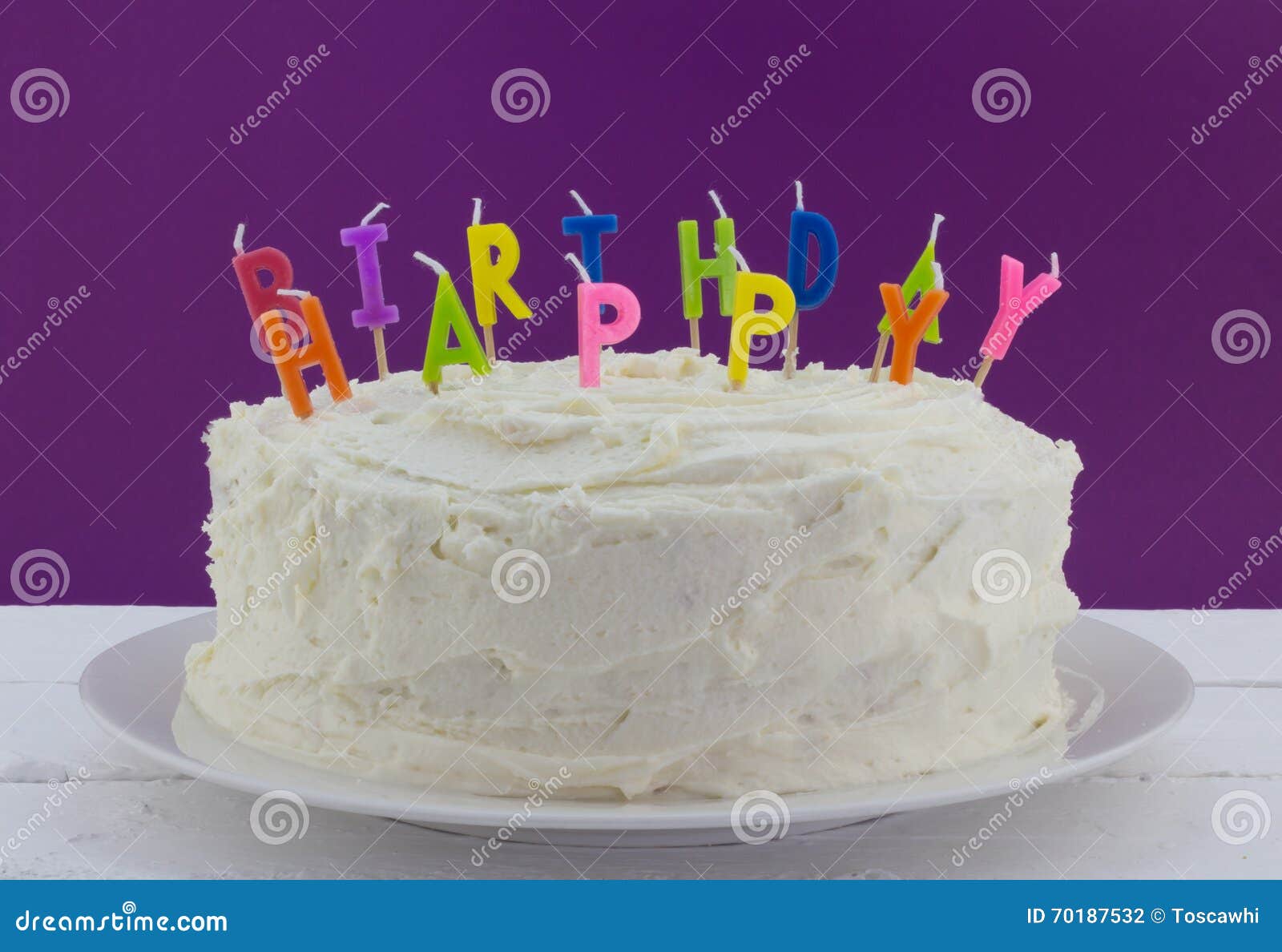 Birthday Cake with Unlit Candles Stock Photo Image of sweet, sugar 70187532