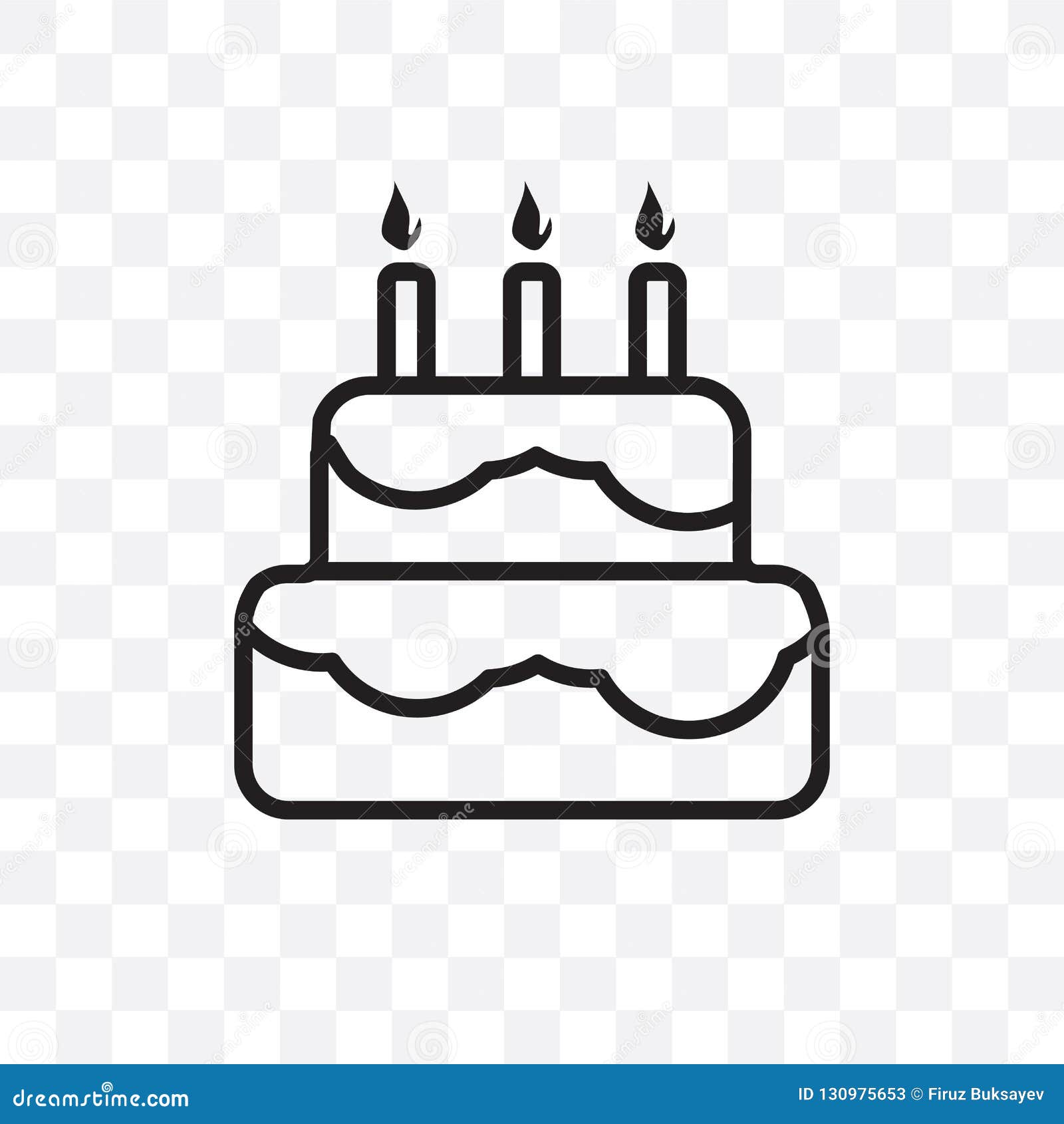 Download Birthday Cake Vector Linear Icon Isolated On Transparent ...