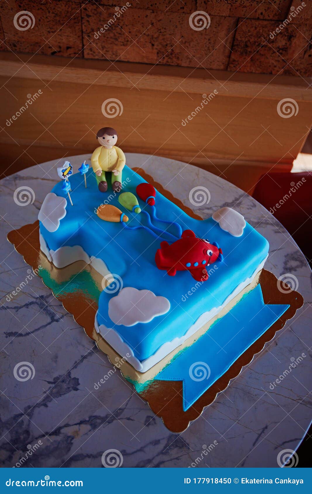 Birthday Cake for 1 Year Old Boy Stock Photo - Image of decoration ...