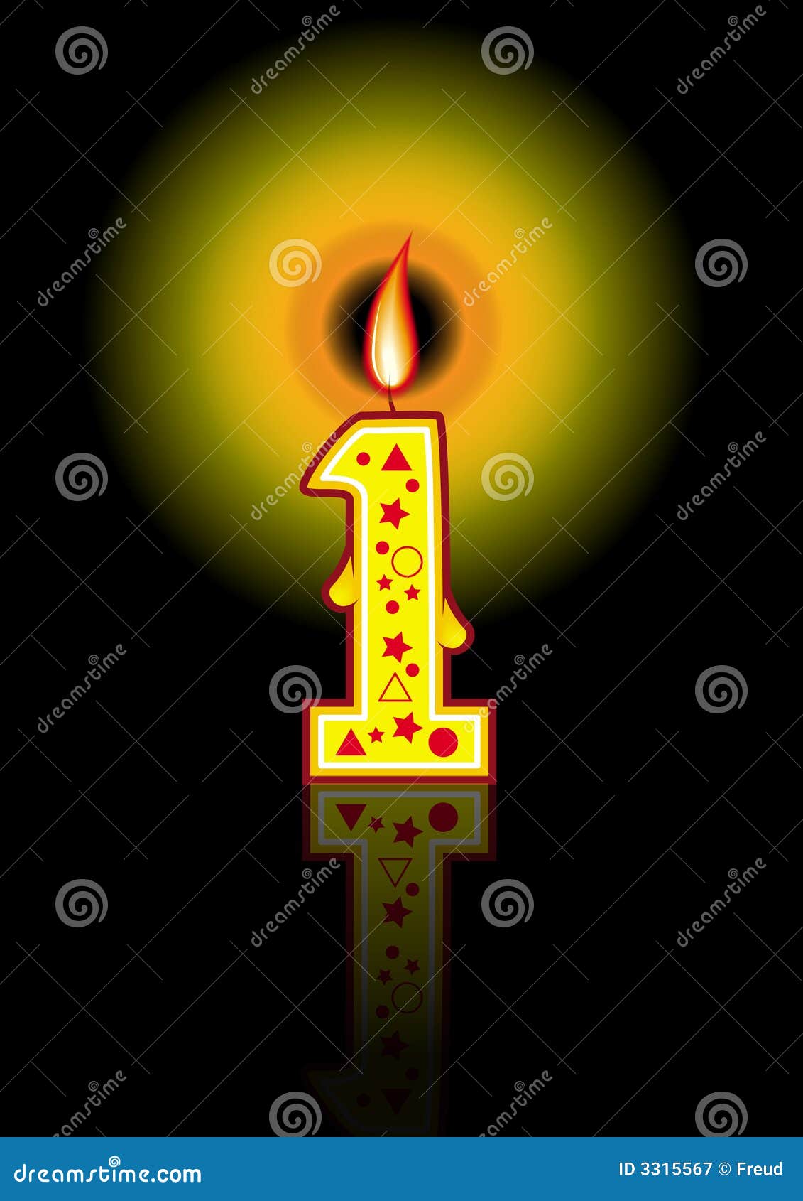 Birthday Candle 1 black stock illustration. Illustration of cake