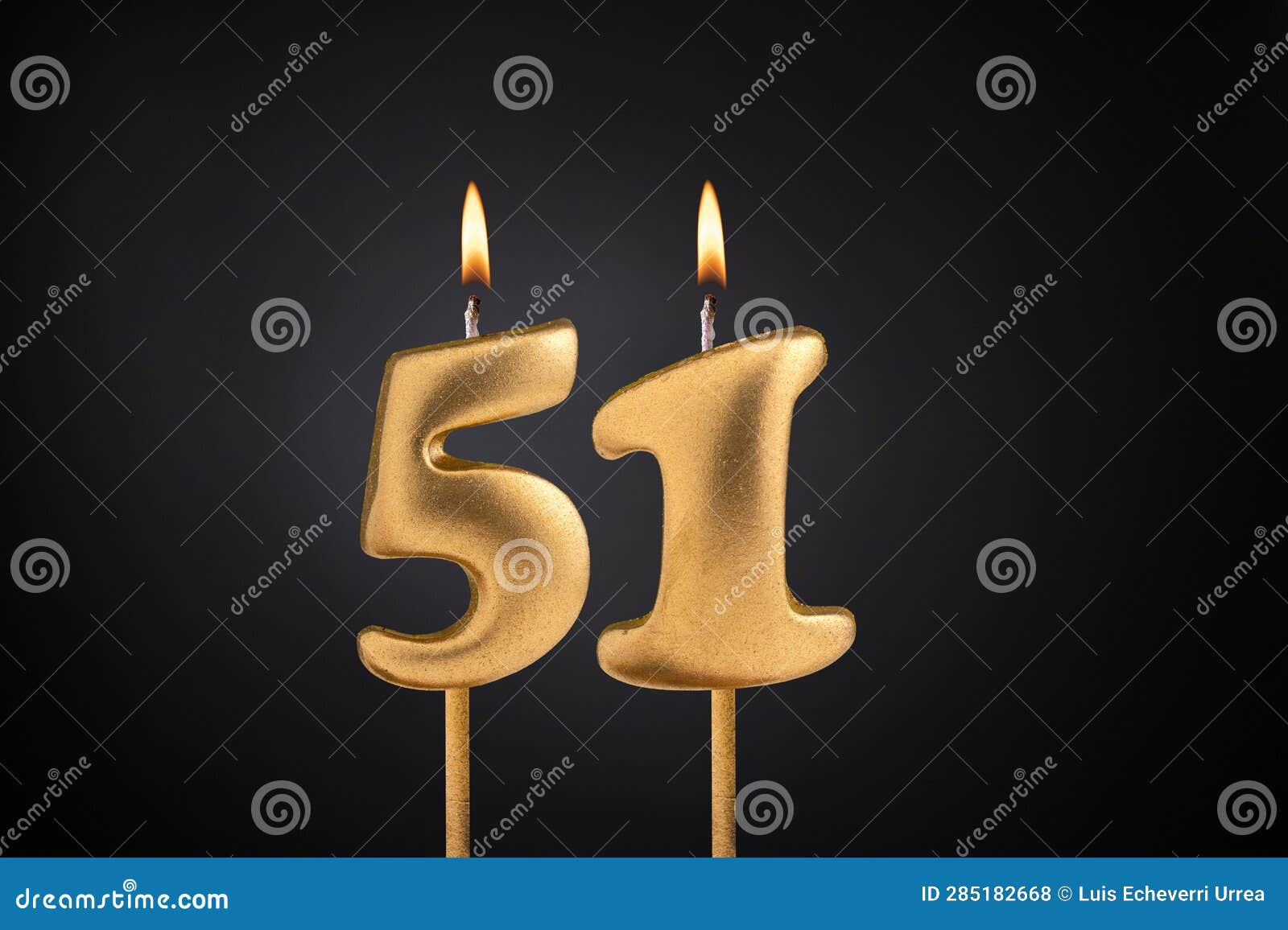 Birthday Candle Number 51 - Birthday Celebration on Black Background