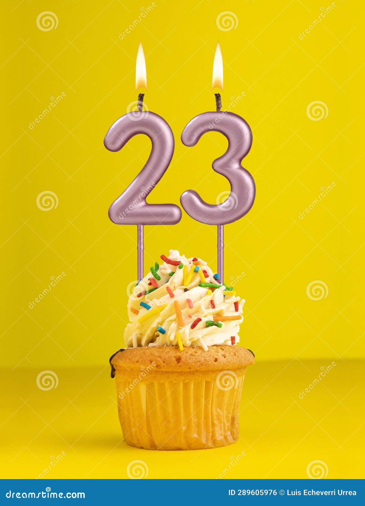 Number 23 Candle - Birthday Card Design in Yellow Background Stock ...