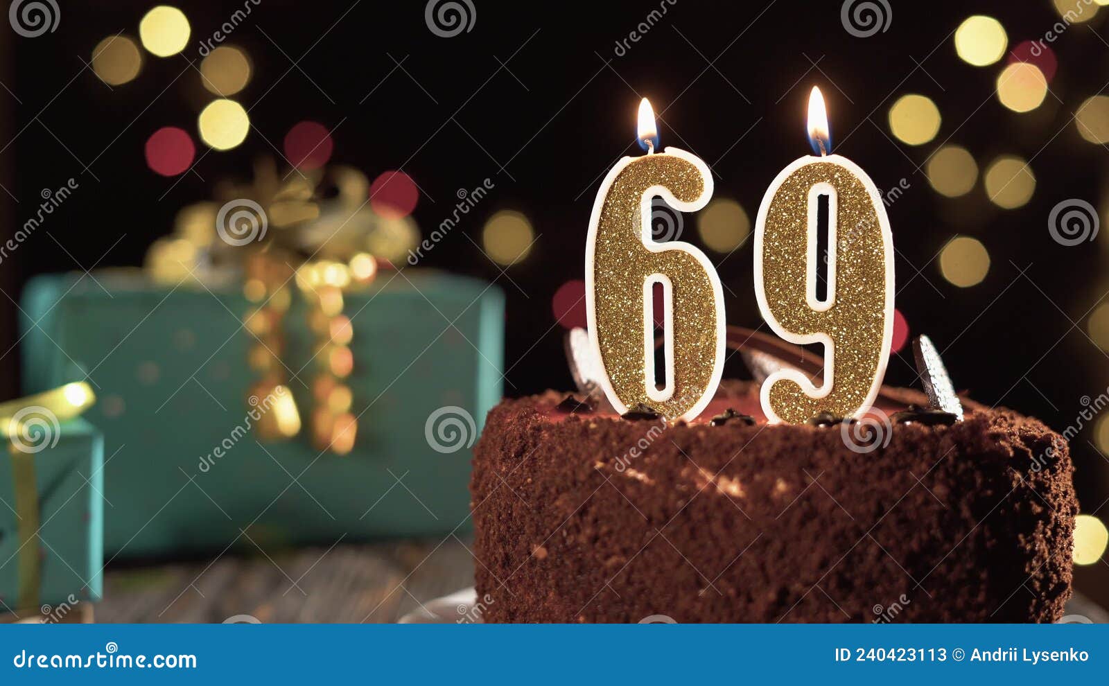 Birthday Candle Number Sixty Nine on a Sweet Cake on the Table, 69th ...