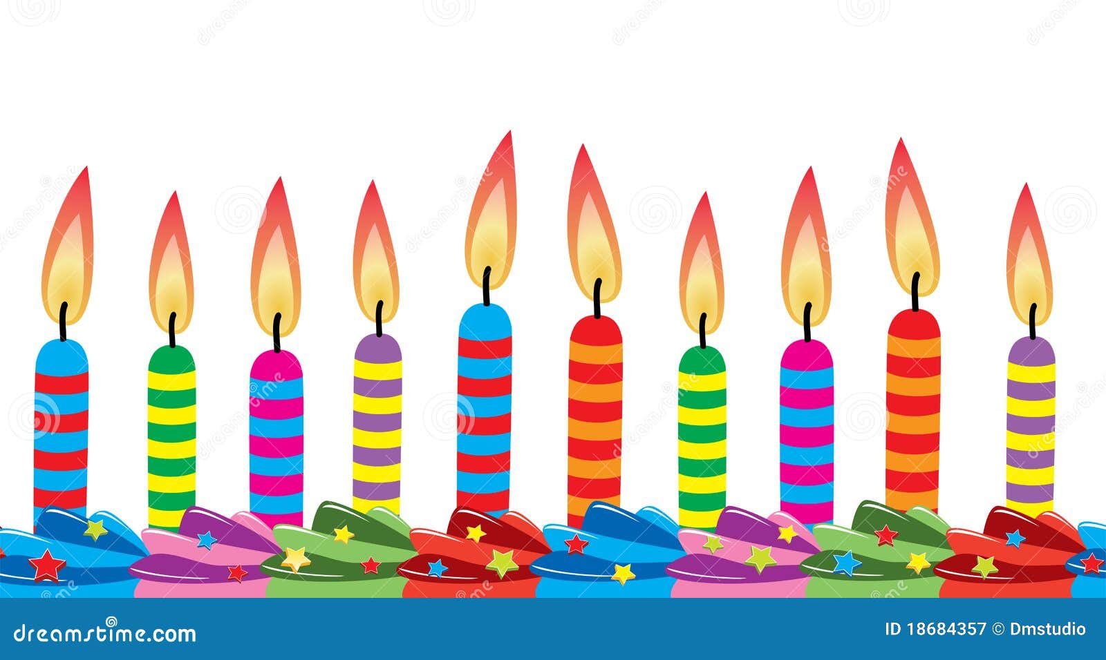 Birthday candles on cake stock vector. Illustration of bright 18684357