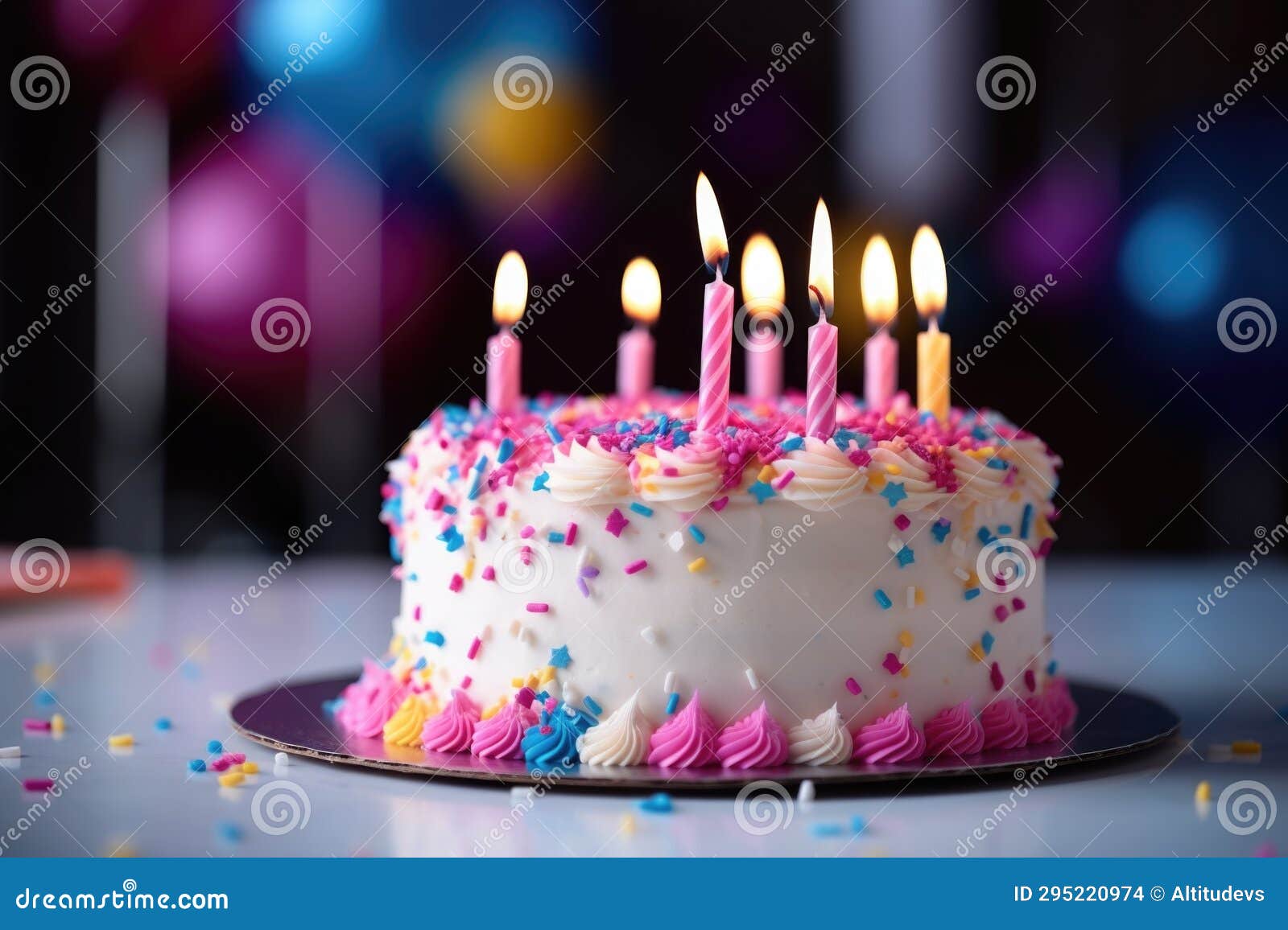 Birthday Candles Unlit on a Decorated Cake Stock Photo Image of festive, dessert 295220974