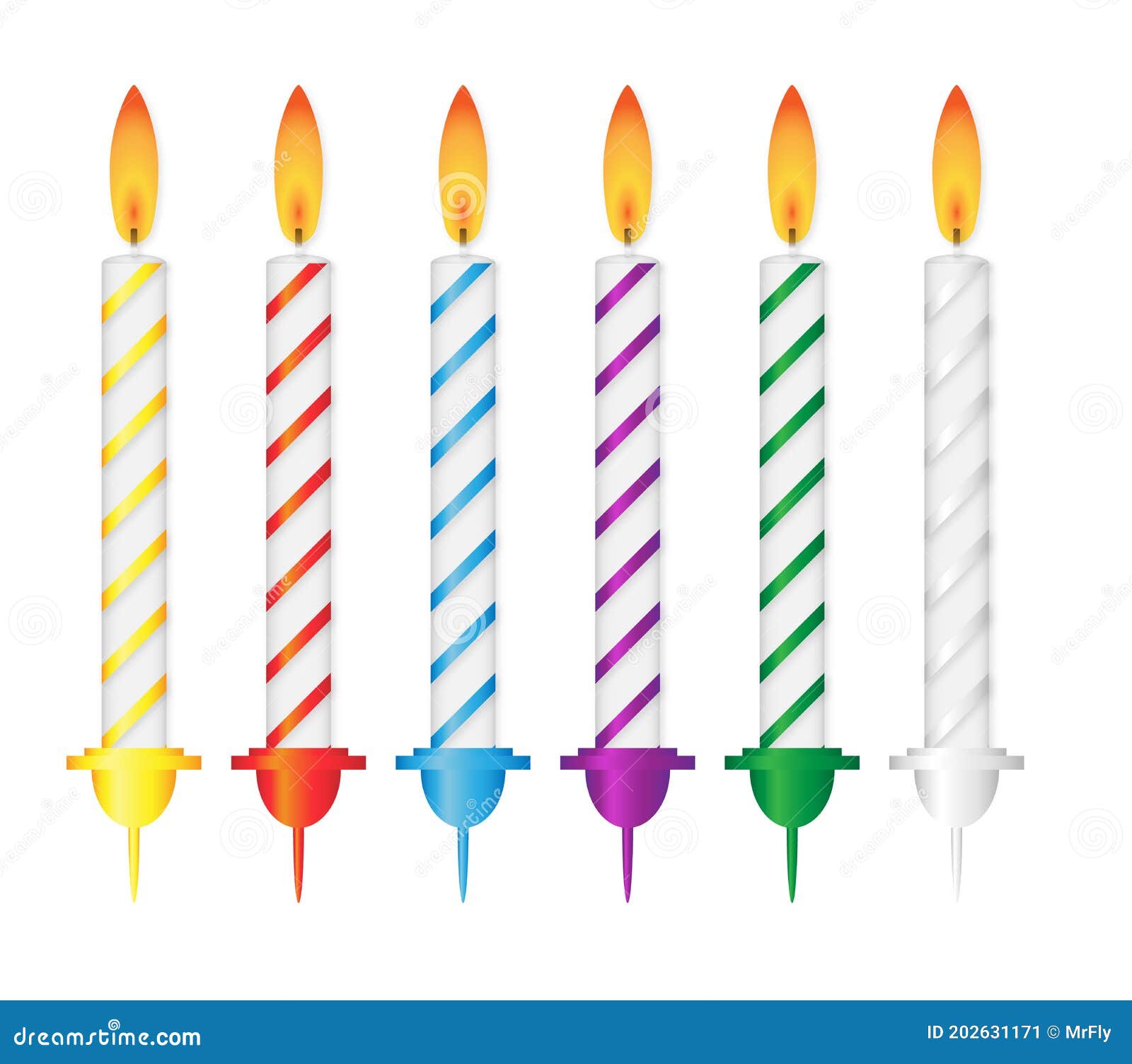 Birthday Candles Colourful Set, Vector Illustration Stock Vector