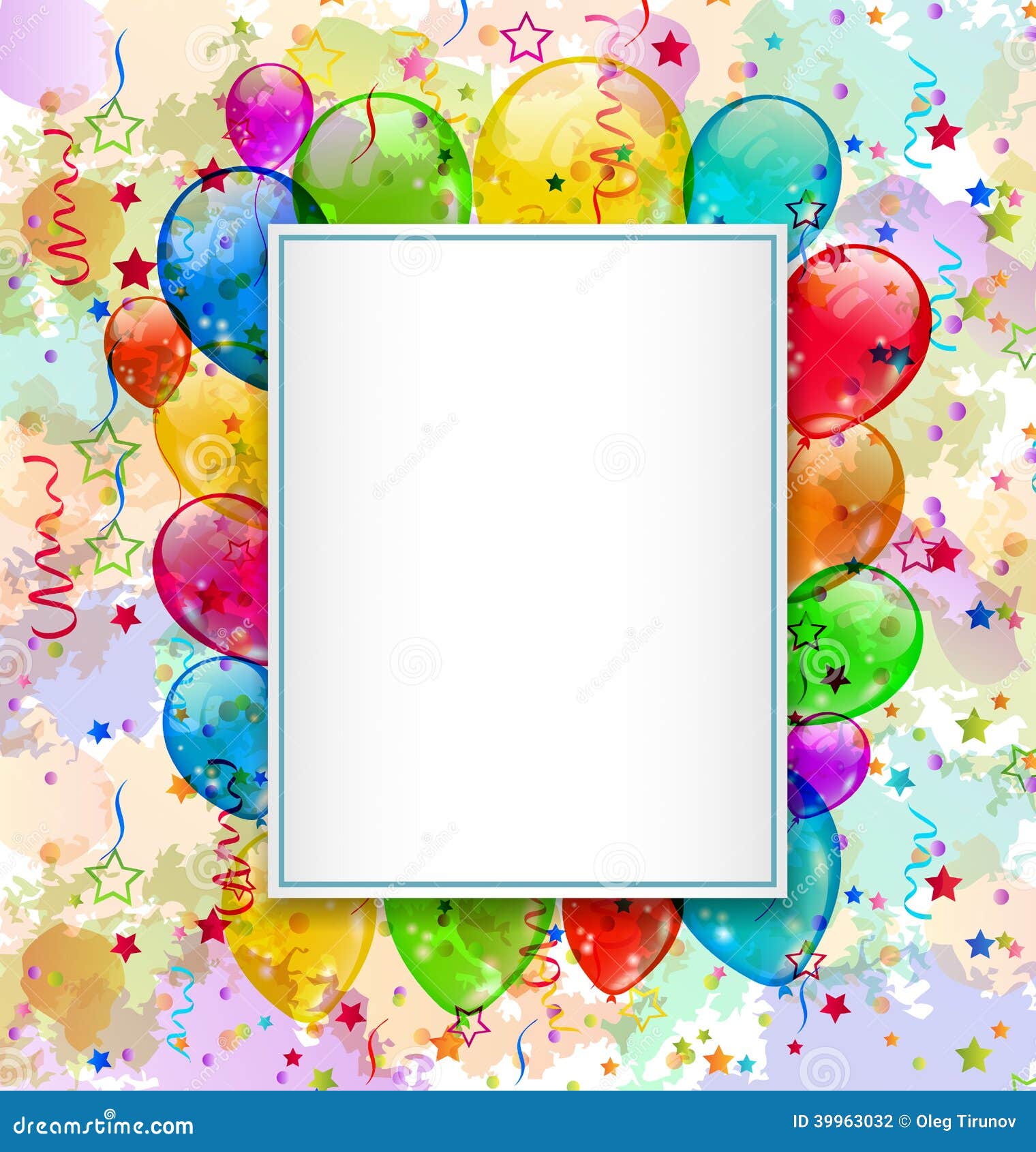 Birthday Card with Balloons and Confetti Stock Vector Illustration of