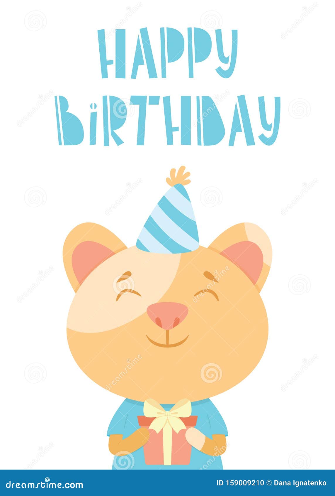 Download Birthday Card With A Cat And Hand Drawn Lettering Stock ...