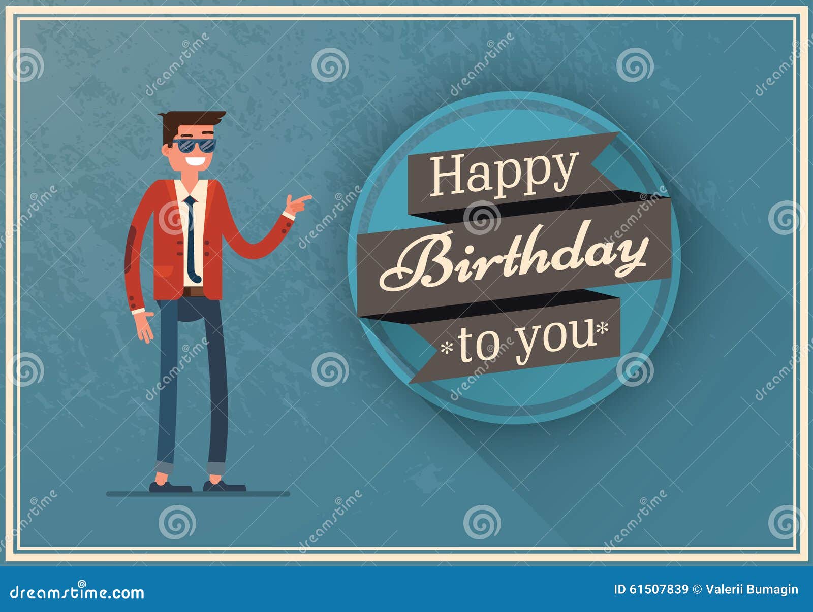 Birthday Card With A Happy Man Stock Vector Illustration Of Inscription Pretty