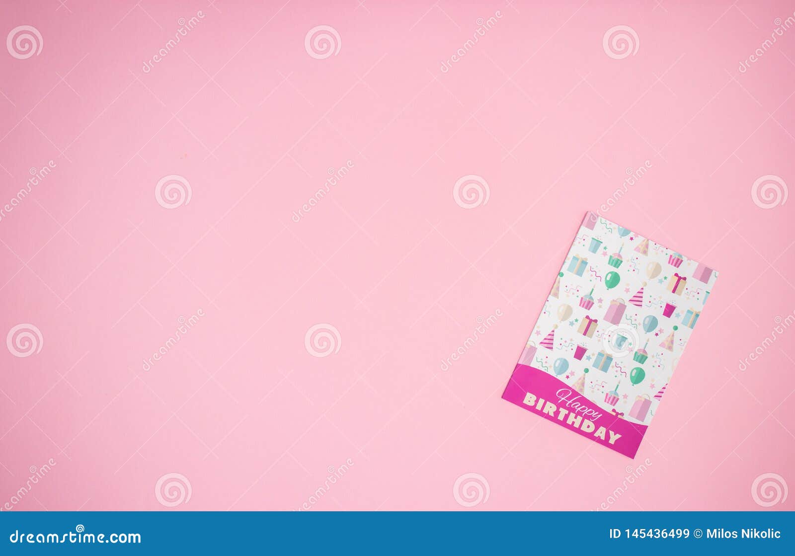 Birthday Card On Pink Background Stock Image - Image of white, wishes ...