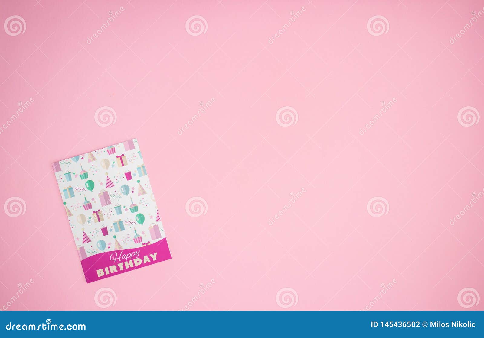 Birthday Card On Pink Background Stock Photo - Image of background ...