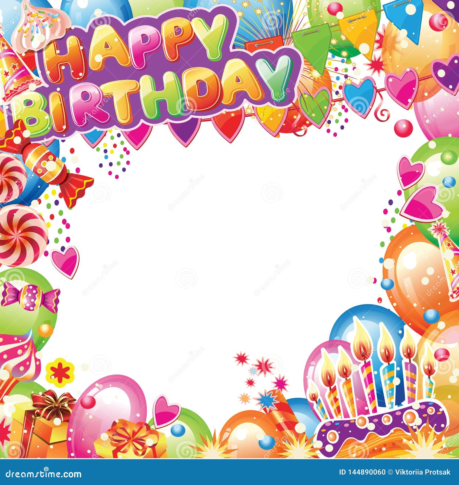 Birthday Card with Place for Text Stock Vector - Illustration of ...