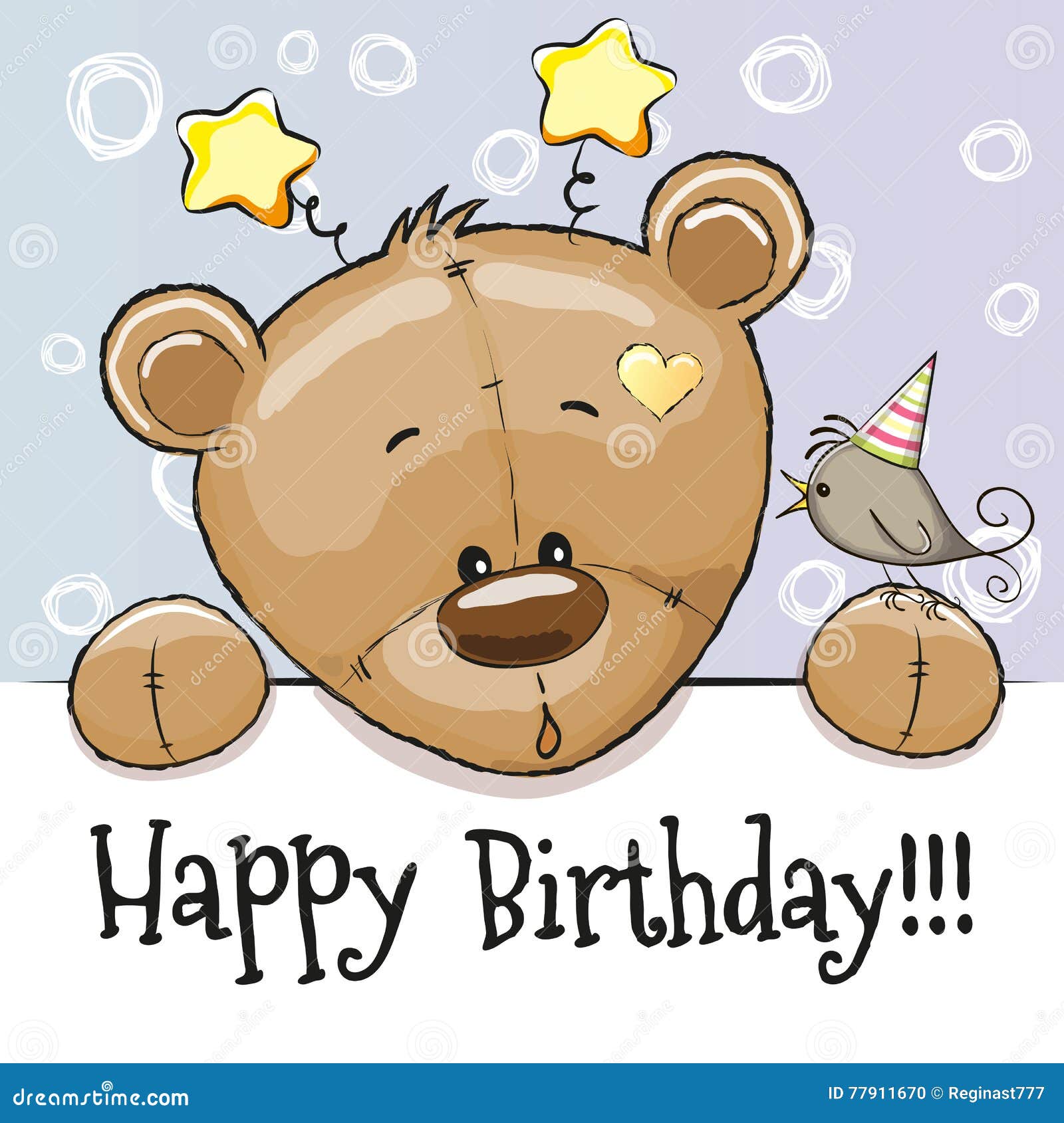 Birthday Card with Teddy Bear Stock Vector - Illustration of baby ...