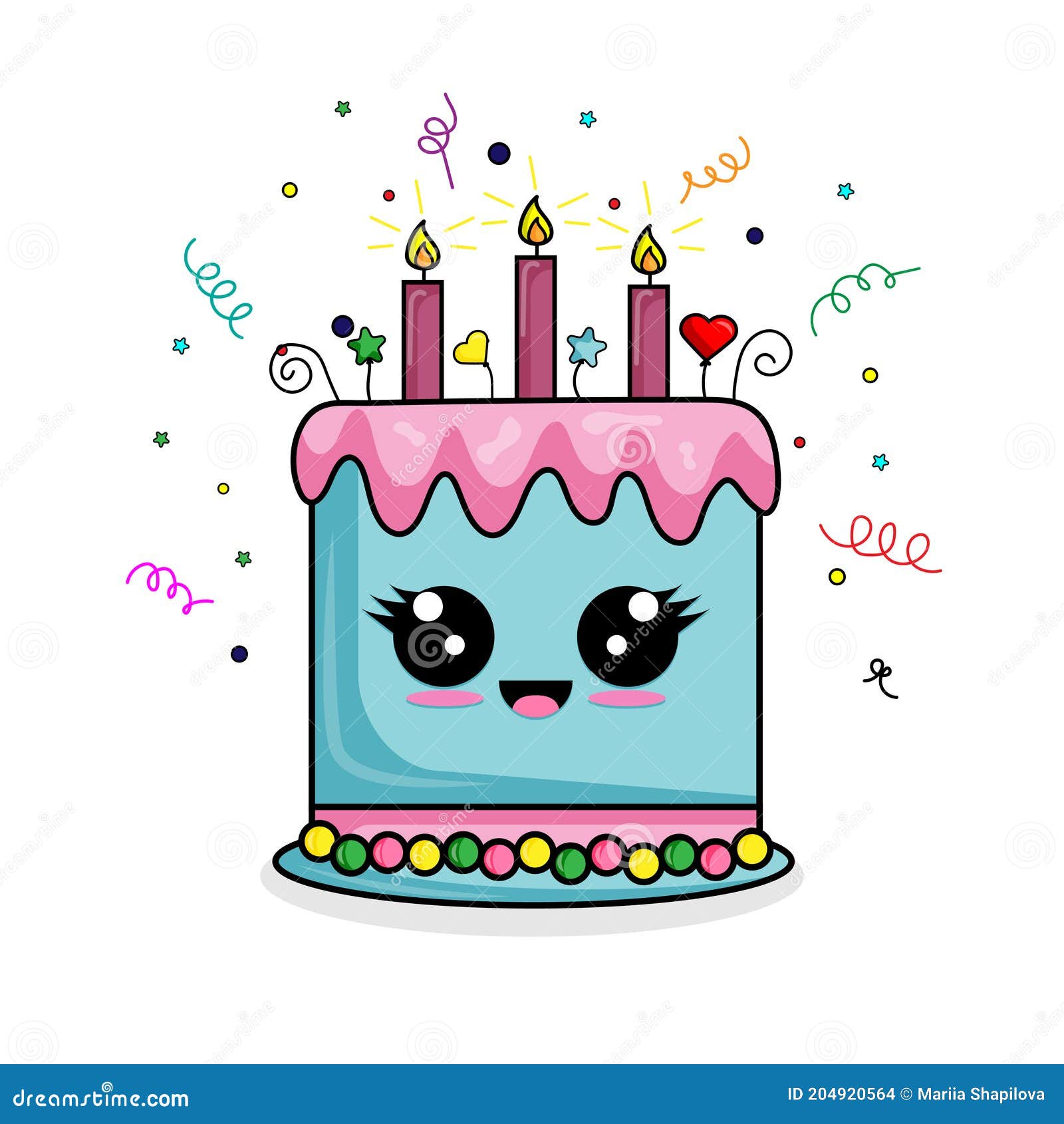 Birthday Cartoon Cake with Candles and Confetti Stock Vector - Illustration of candle, delicious: 204920564 Birthday Cartoon Cake with Candles and Confetti Stock Vector - Illustration of candle, delicious: 204920564