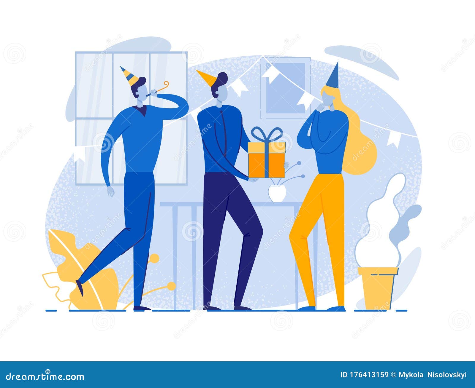 Download Birthday Celebration Flat Vector Illustration Stock Vector - Illustration of leisure, gathering ...