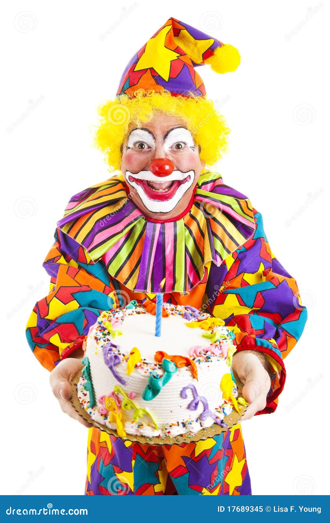 Birthday Clown with Cake stock image. Image of party - 17689345