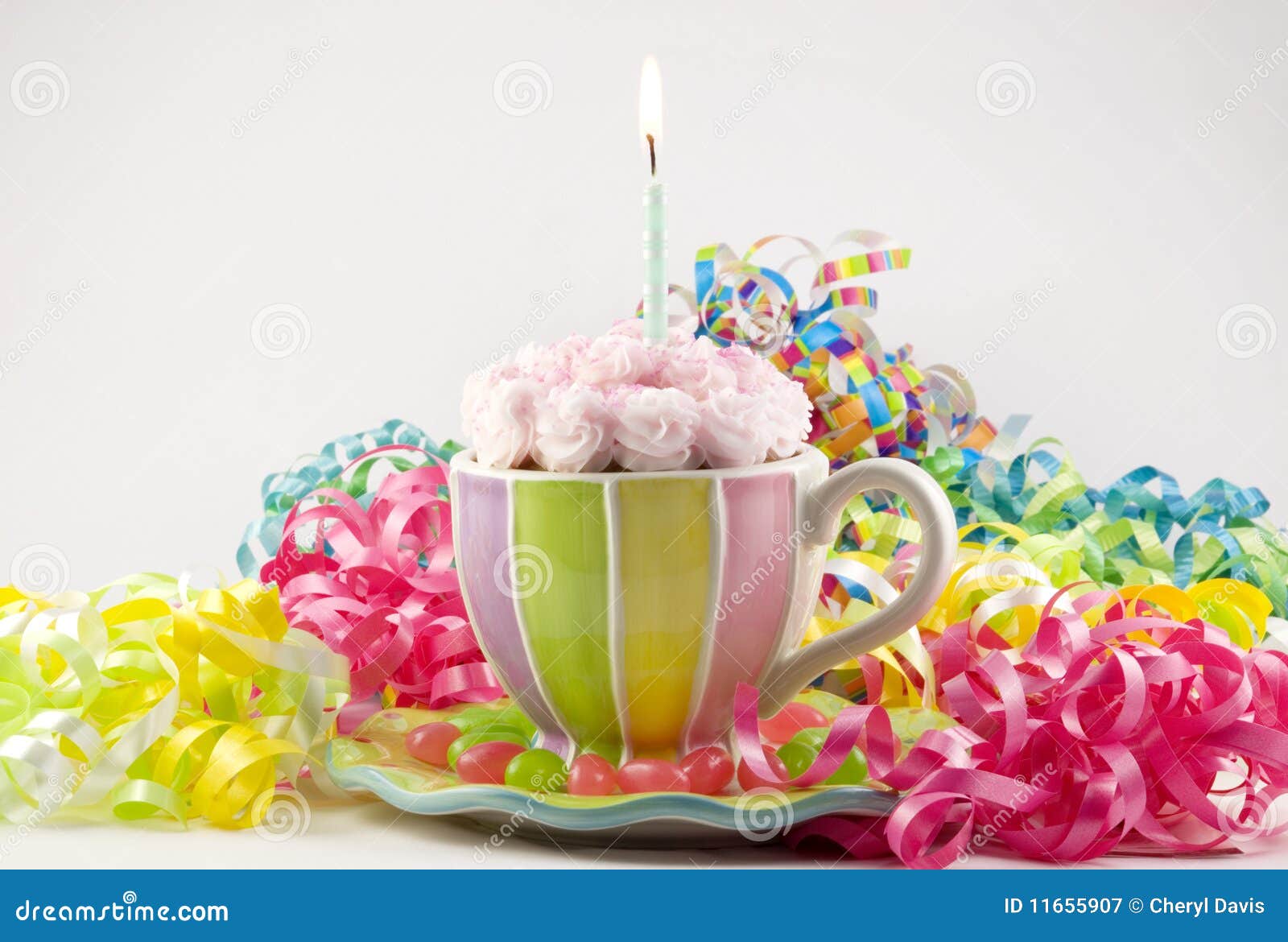 birthday cupcake in teacup