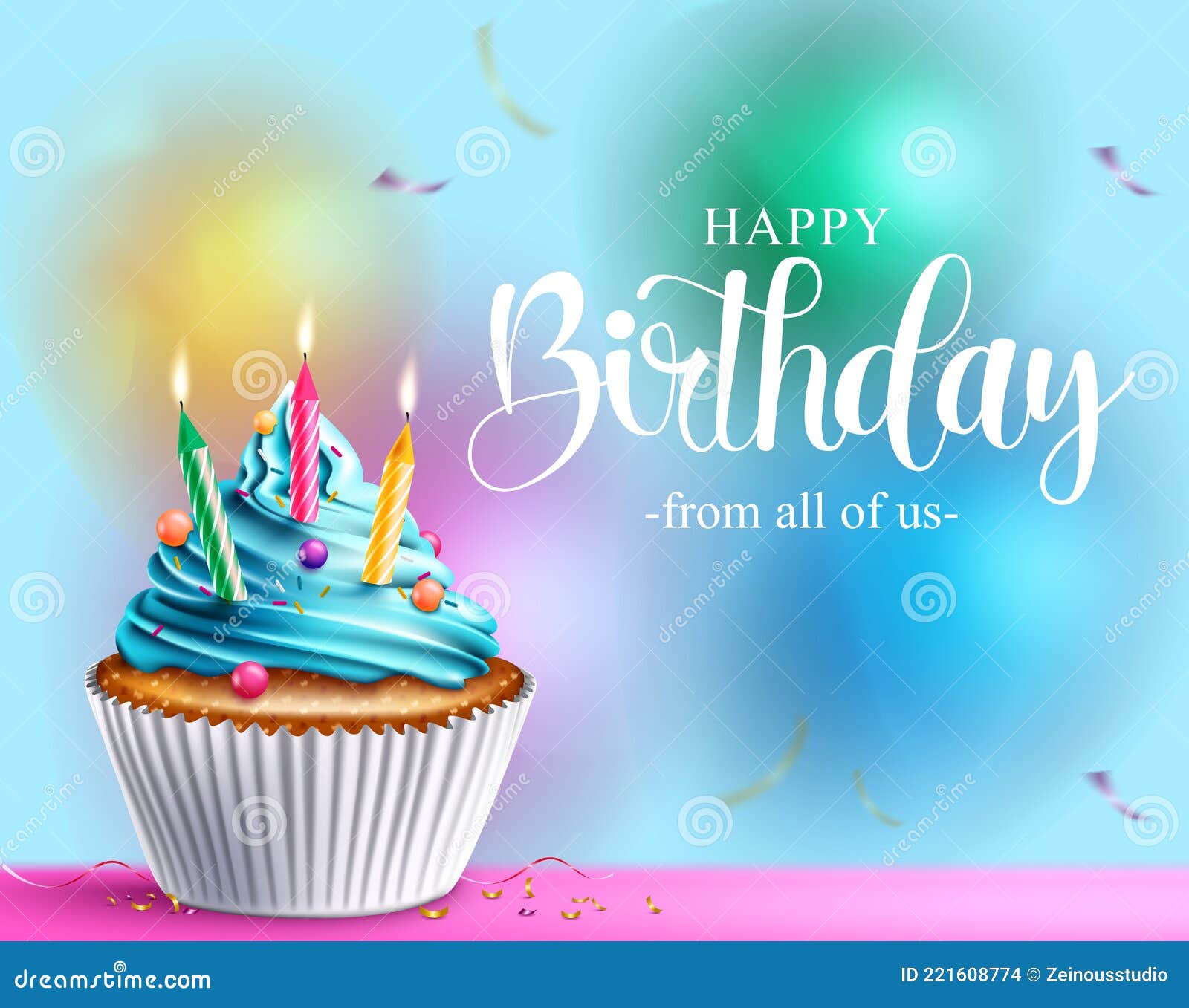 Birthday Cupcake Vector Design. Happy Birthday Text with Cupcake ...